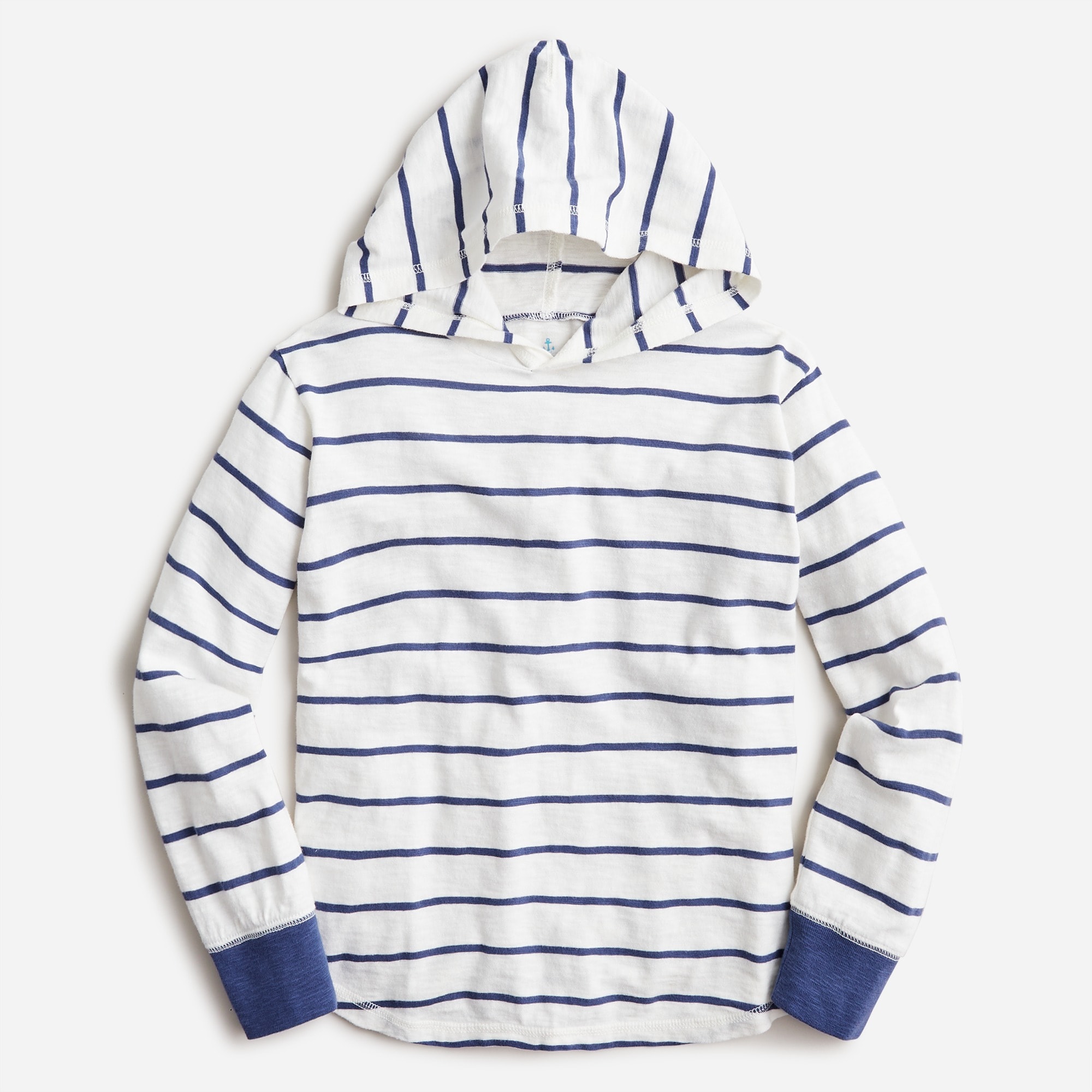 Boys' garment-dyed hooded T-shirt in stripe