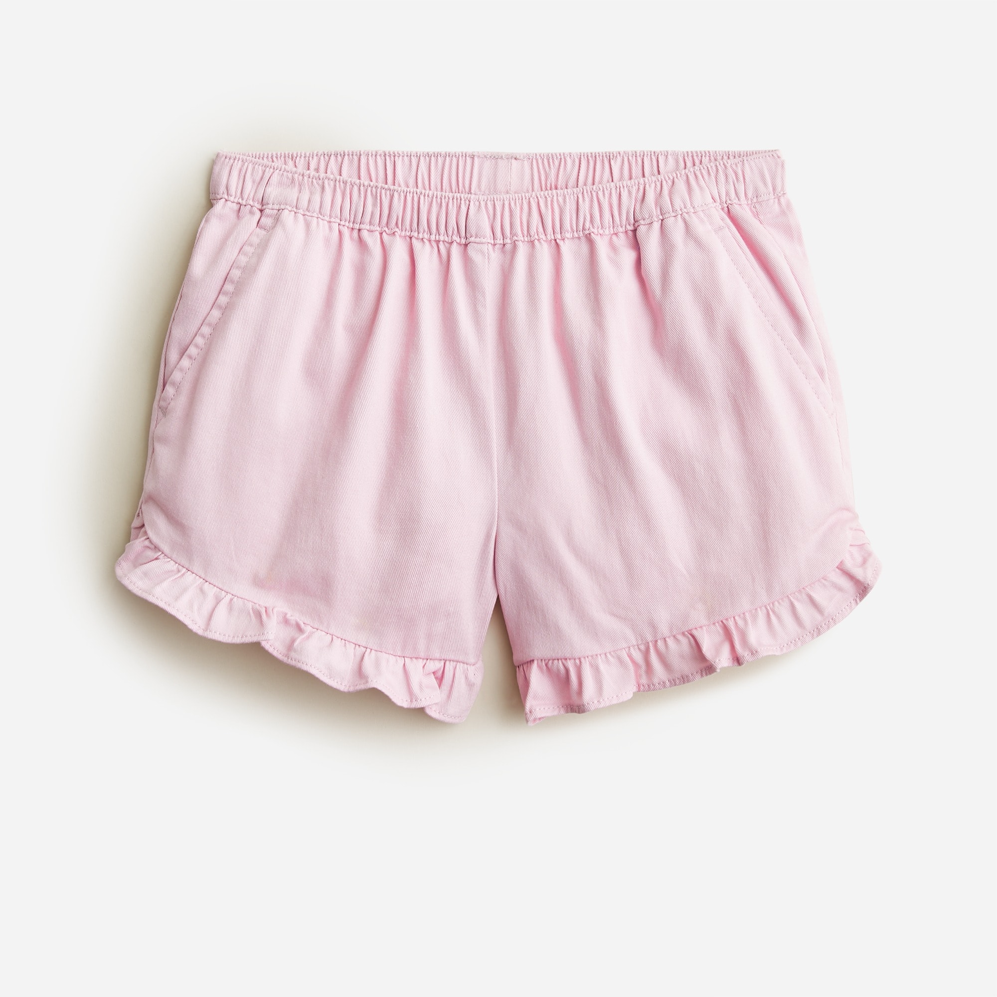 Girls' ruffle pull-on short in soft chino