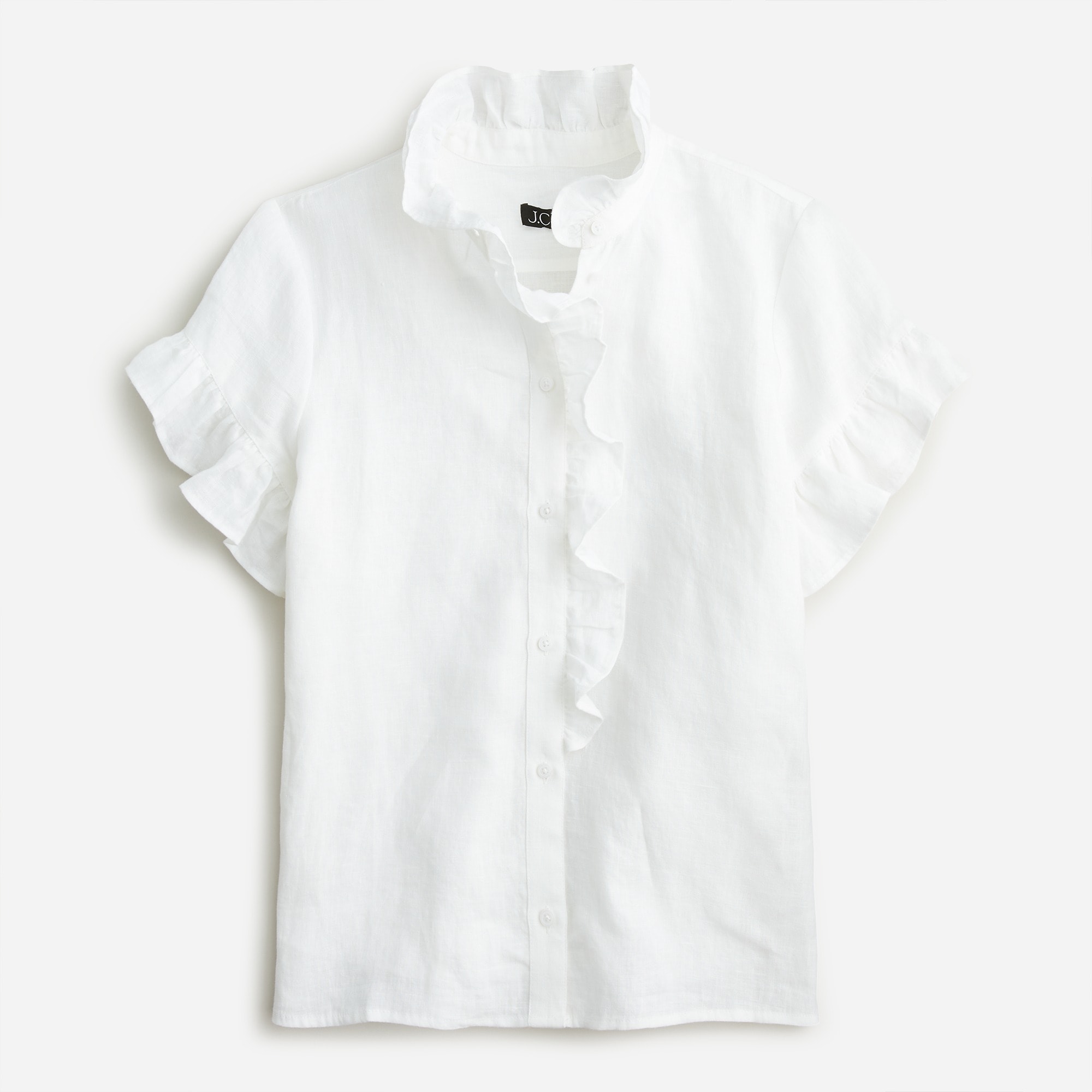 Short-sleeve cottage top in linen