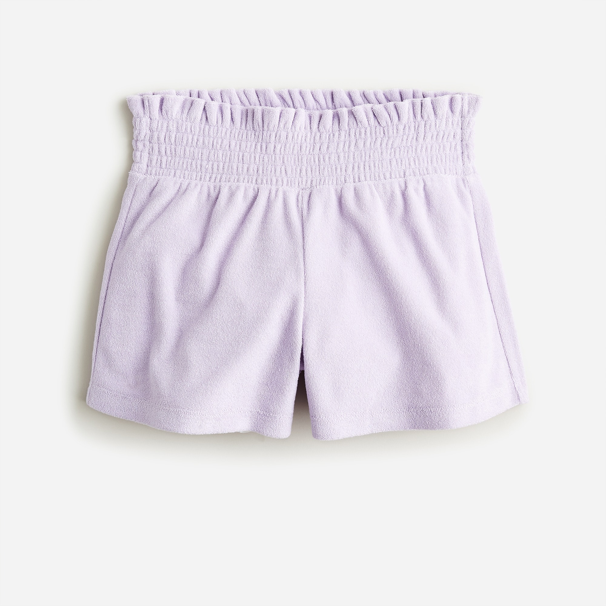 Girls' smocked-waist short in towel terry