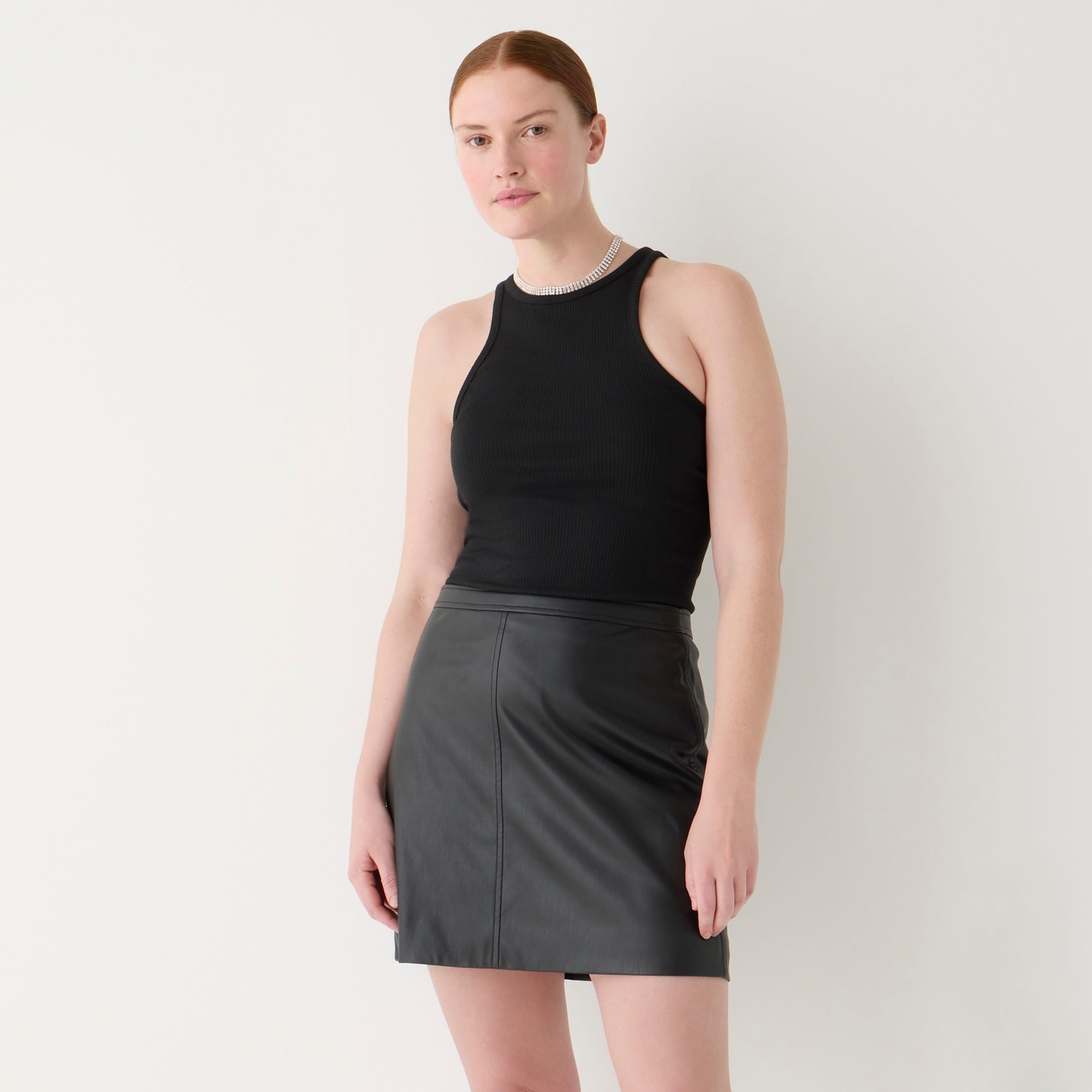 Faux-leather mini skirt