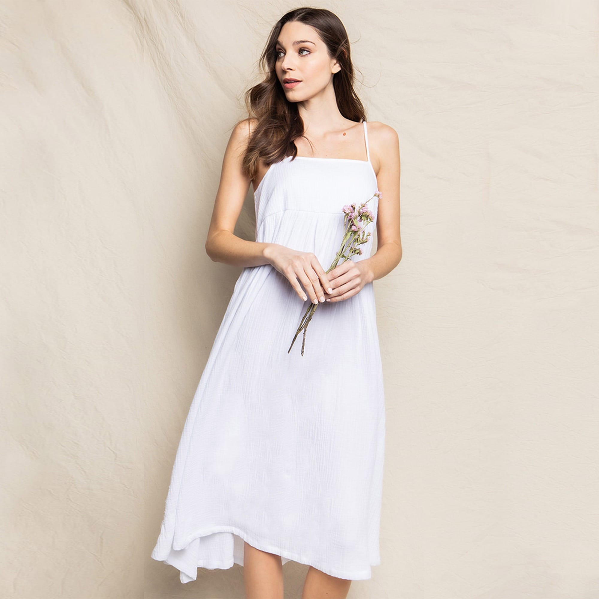 Petite Plume women's gauze serene nightdress in white