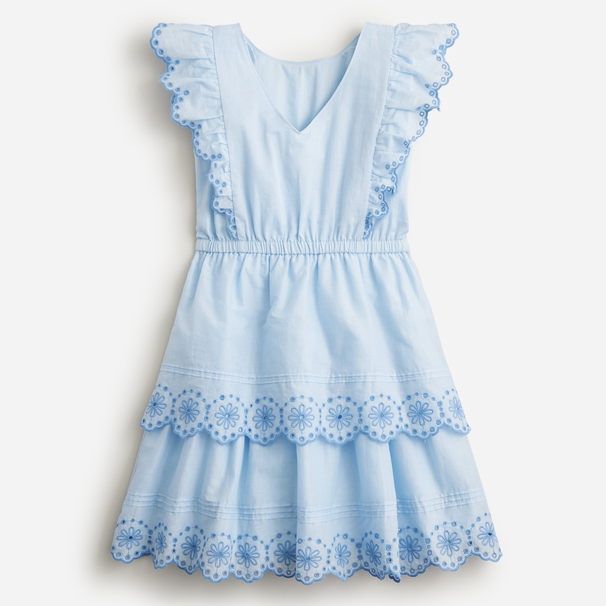 Girls' tiered eyelet dress