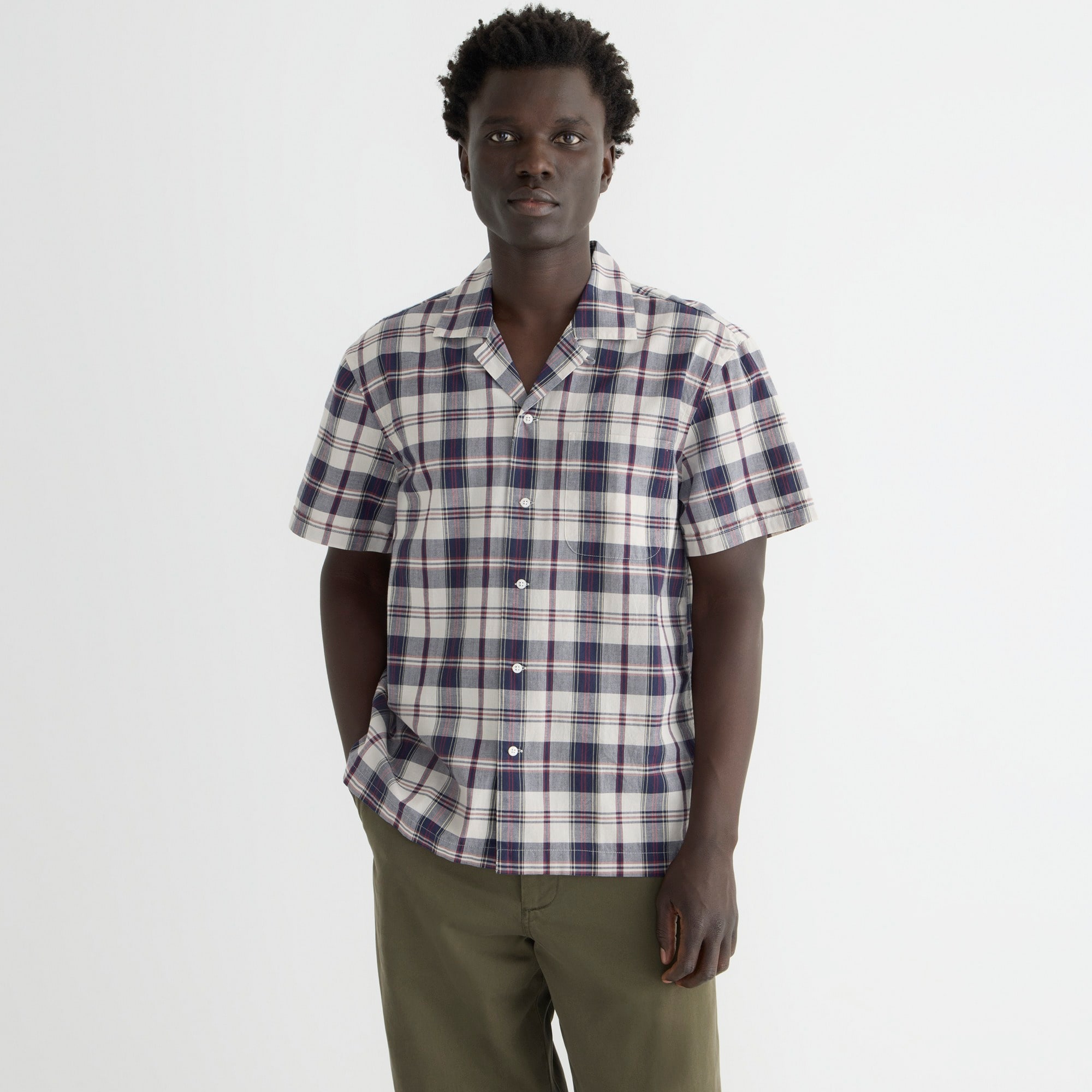 Boxy fit camp-collar shirt