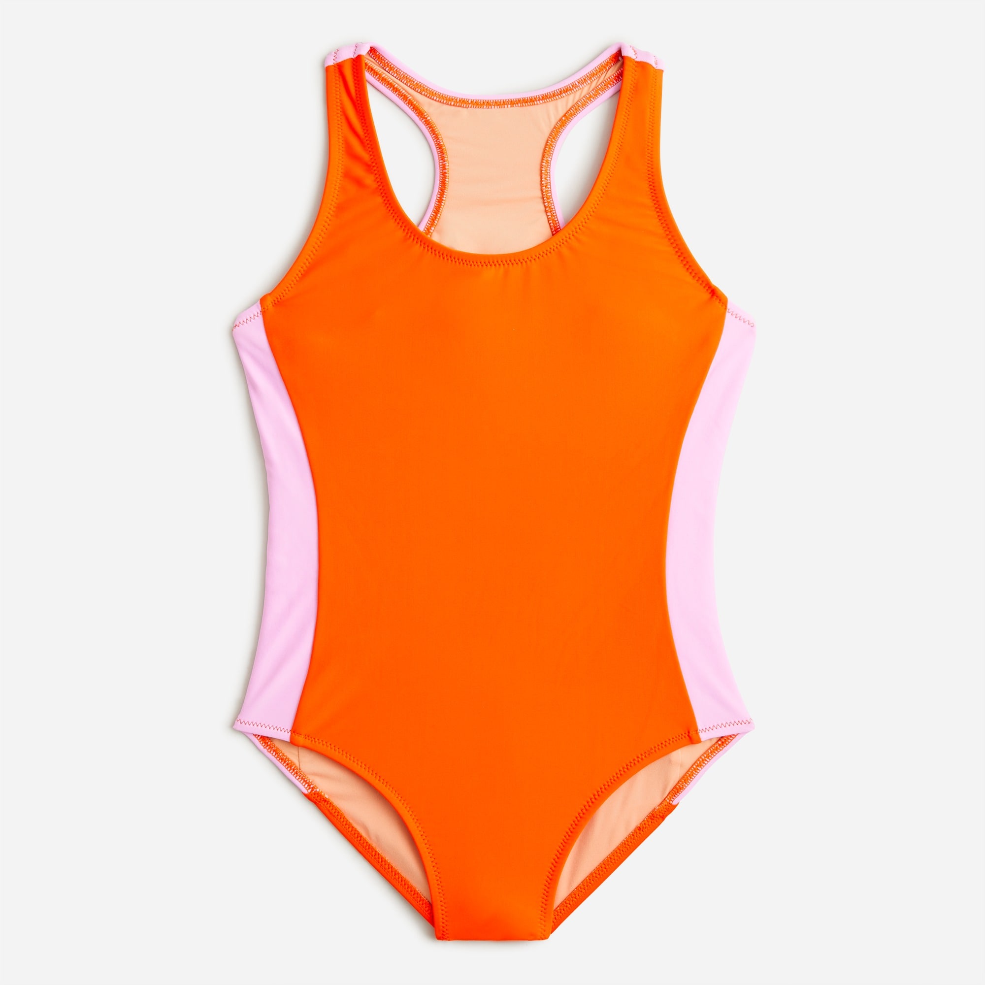 Girls' colorblock racerback one-piece swimsuit with UPF 50+