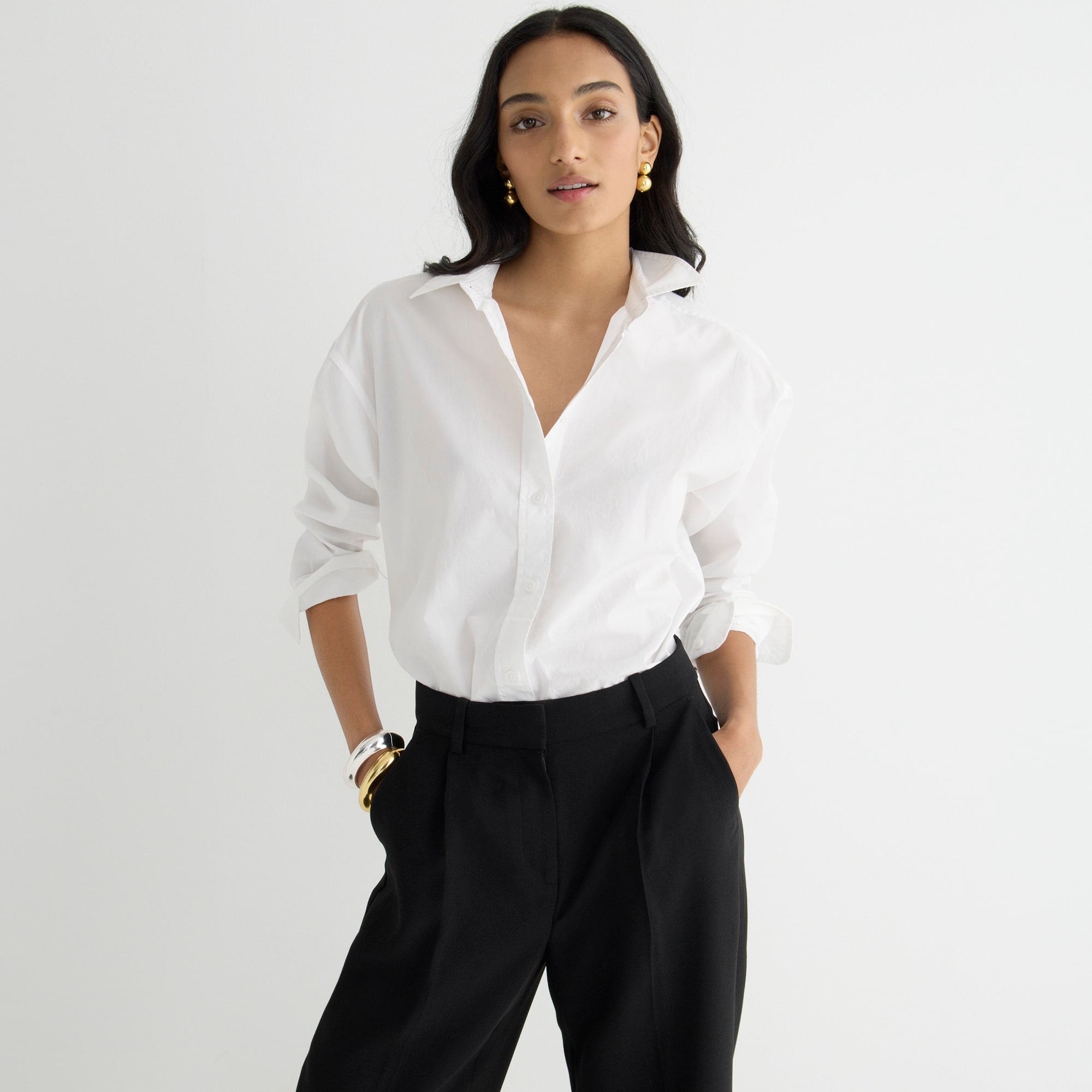 Relaxed-fit crisp cotton poplin shirt