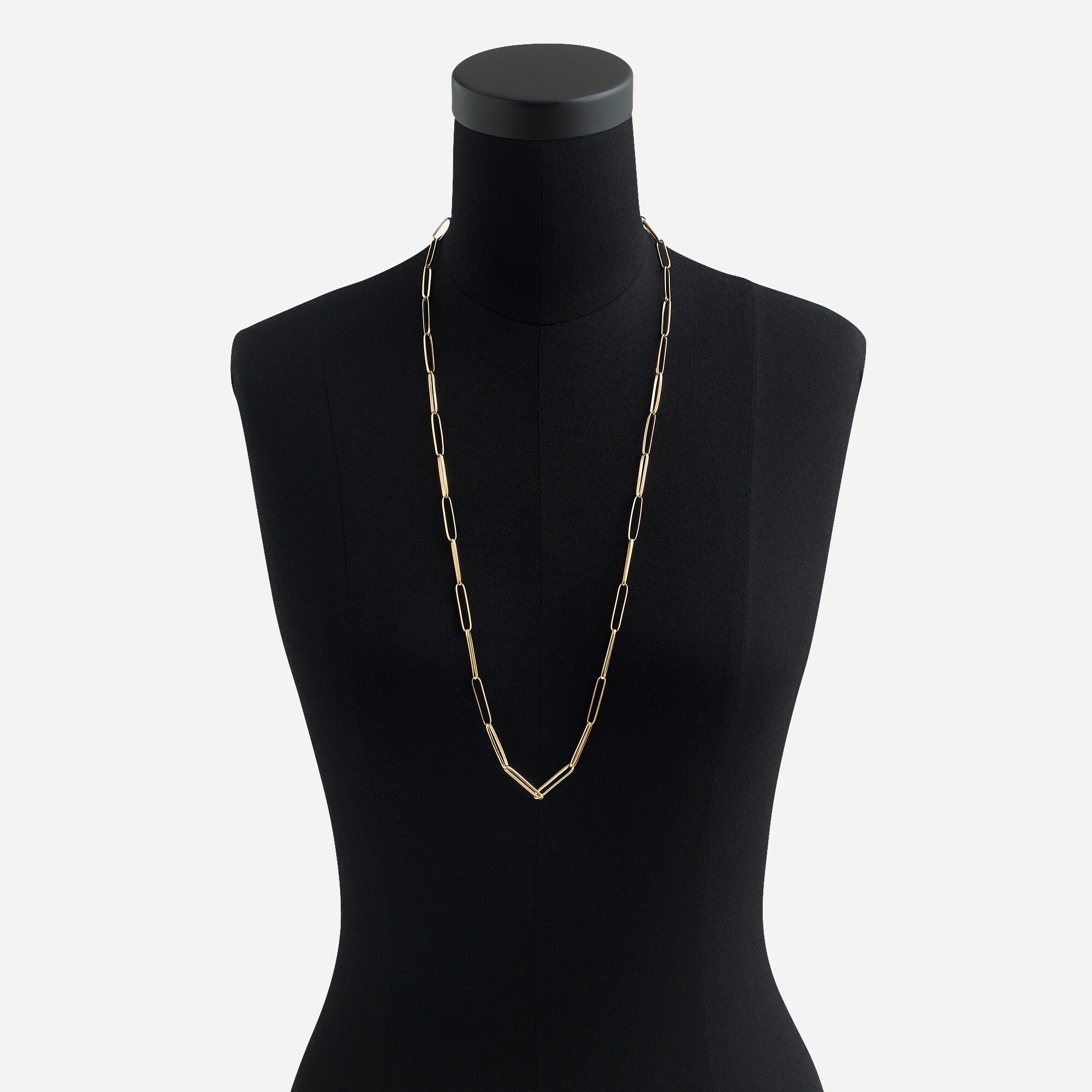 Demi-fine 14k gold-plated long paper-clip necklace