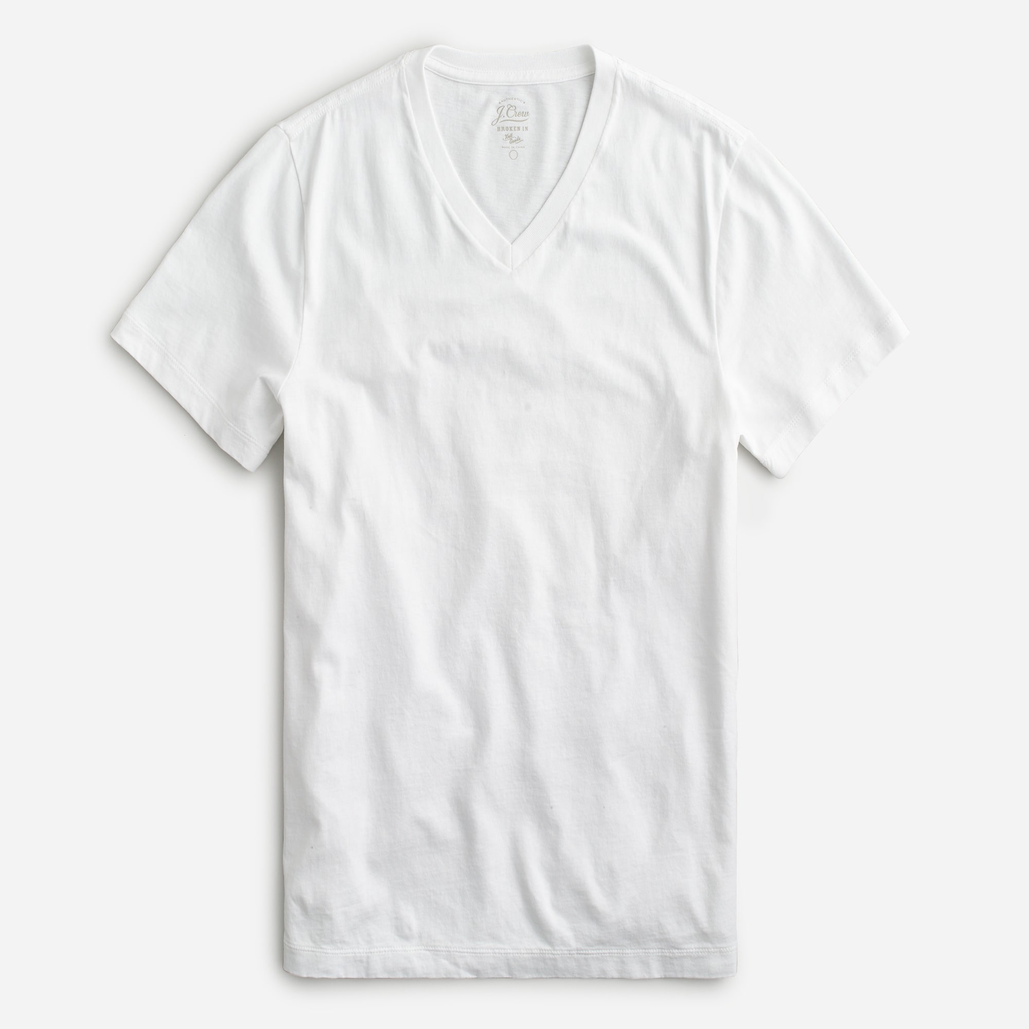 Broken-in short-sleeve V-neck T-shirt