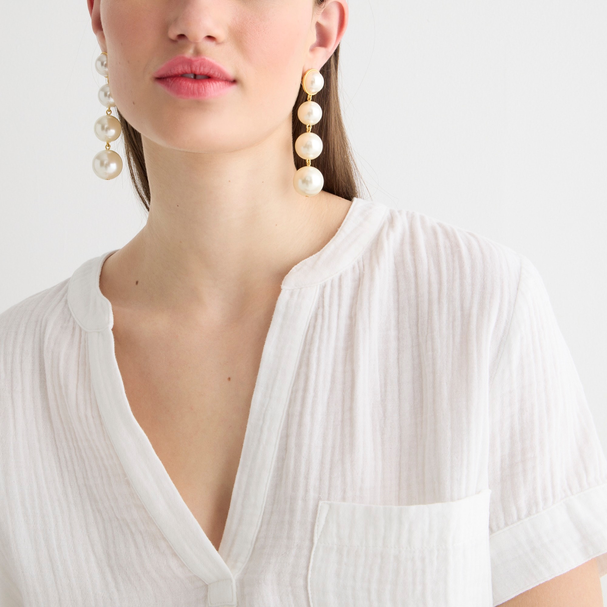 V-neck soft gauze popover