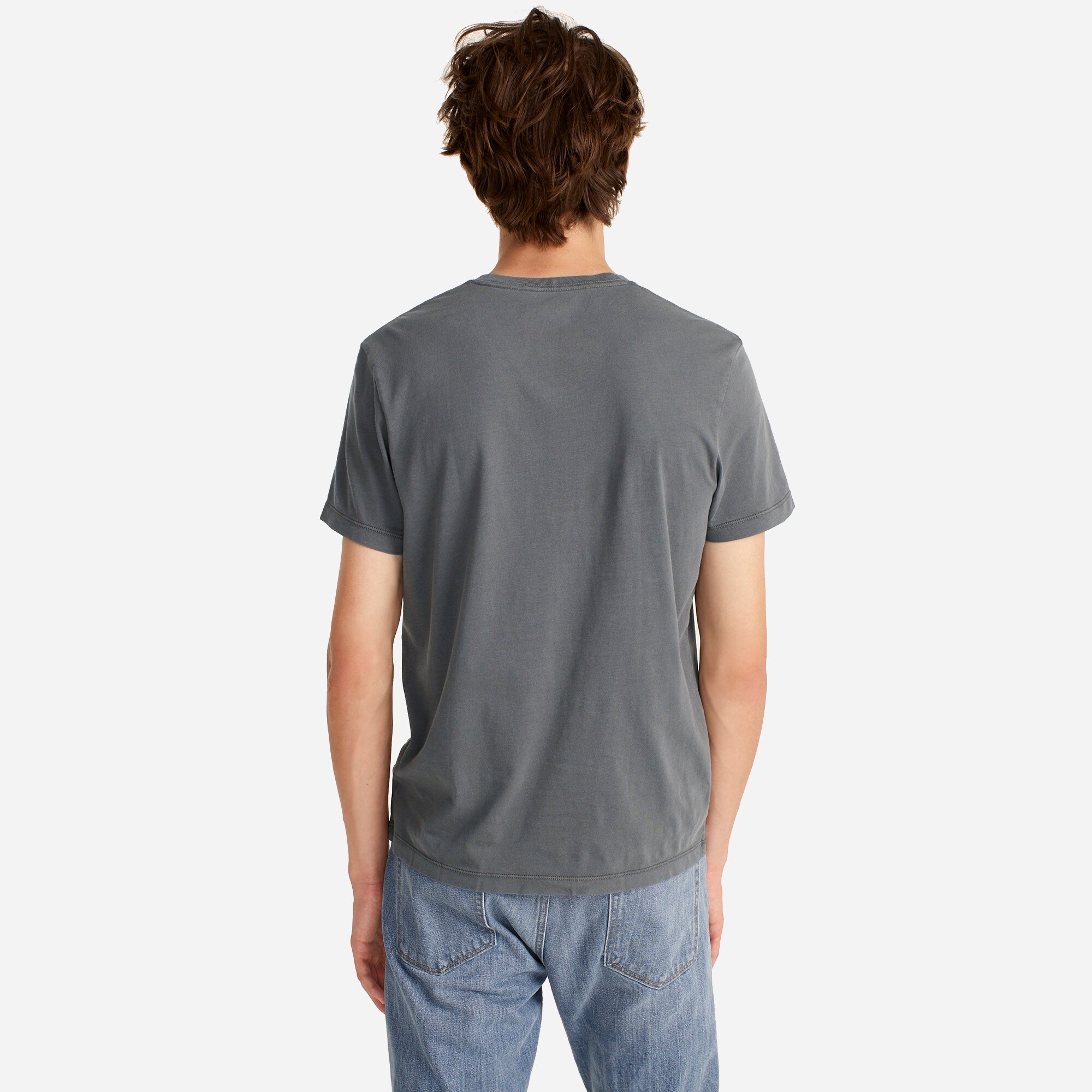 Broken-in short-sleeve V-neck T-shirt