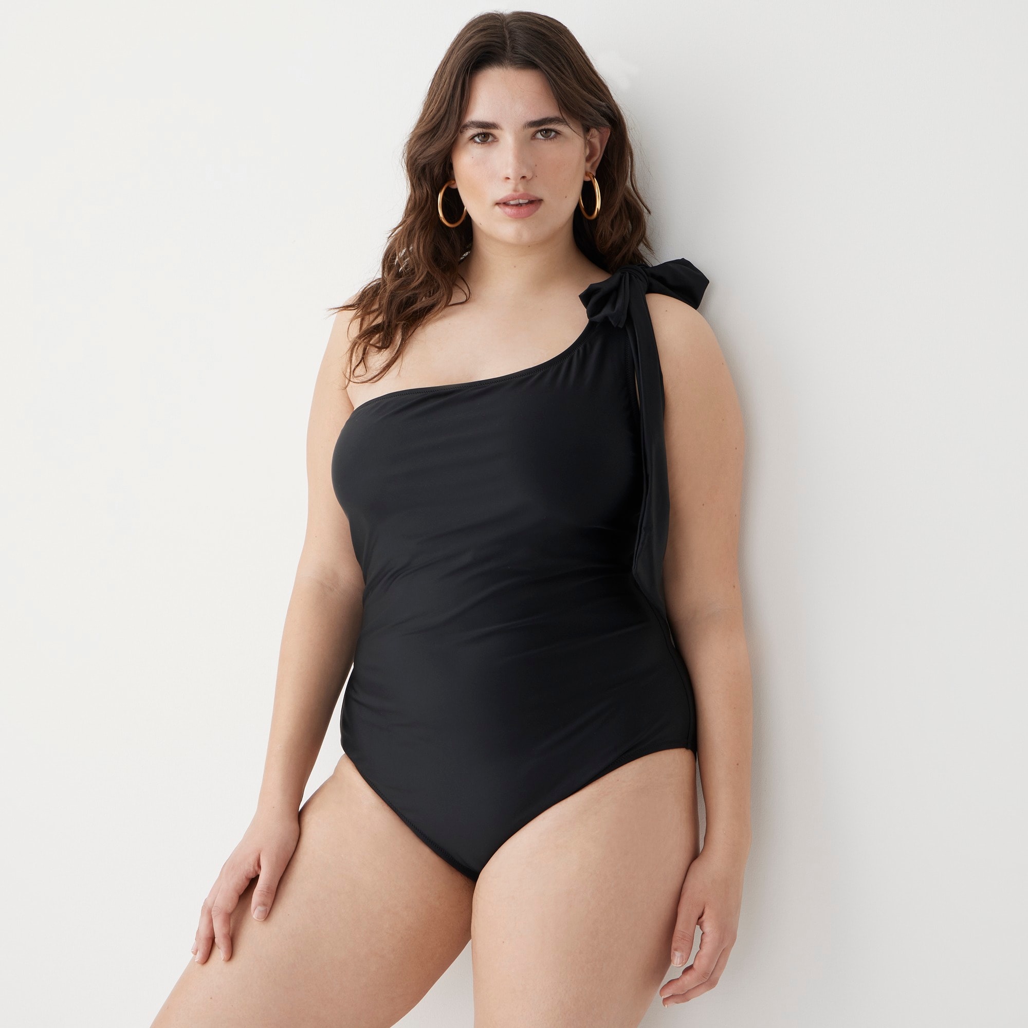Bow one-shoulder one-piece