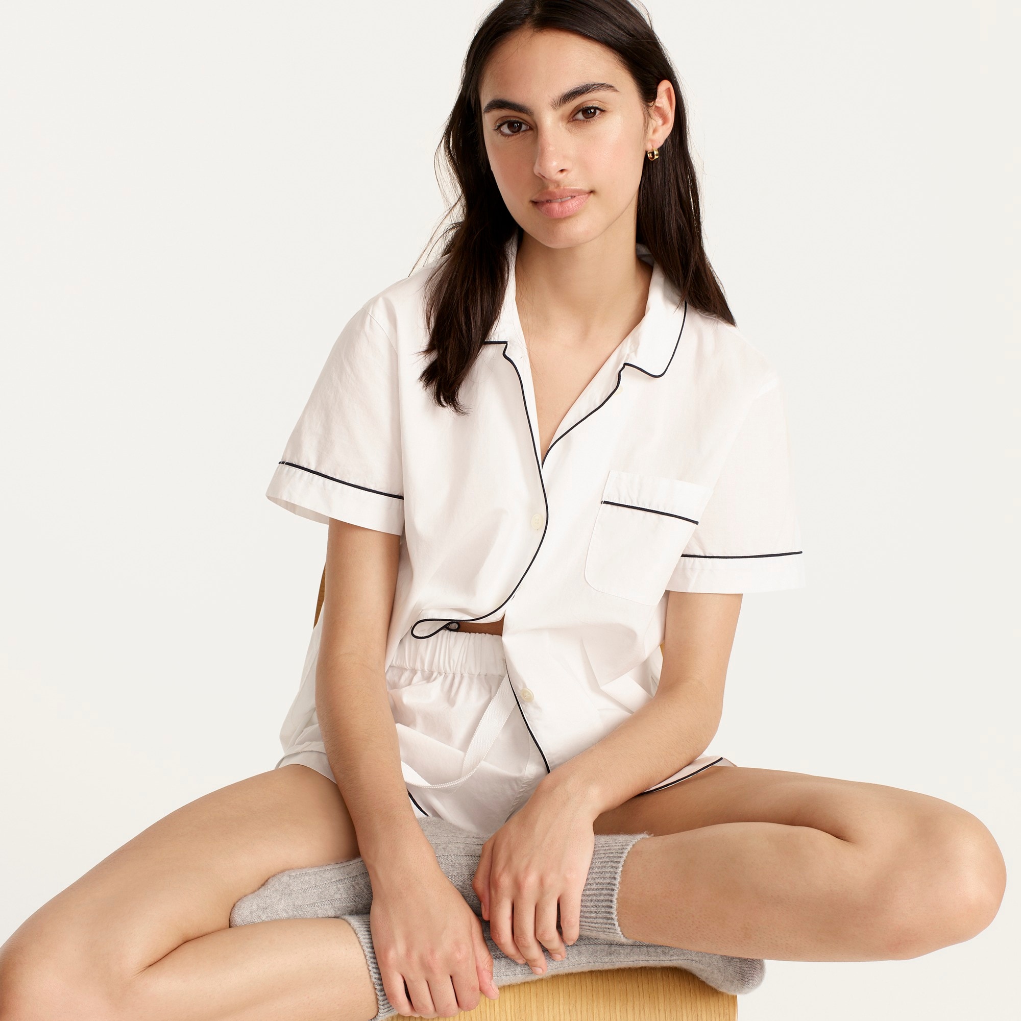 End-on-end cotton pajama short set