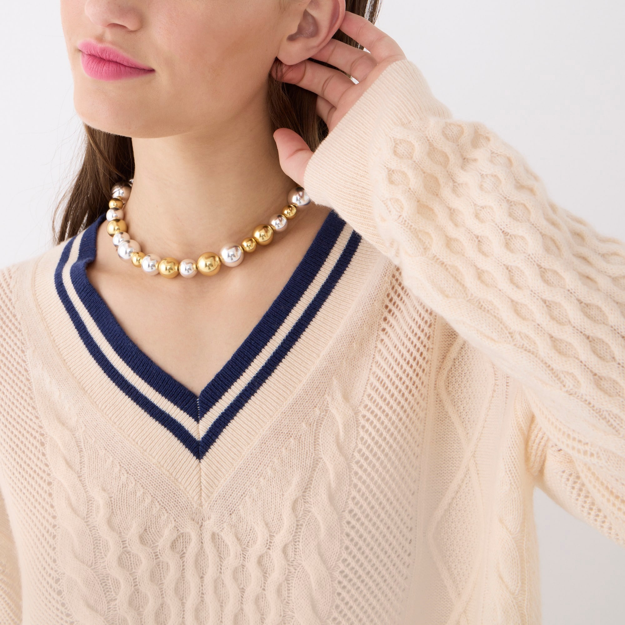 Cashmere pointelle cricket sweater