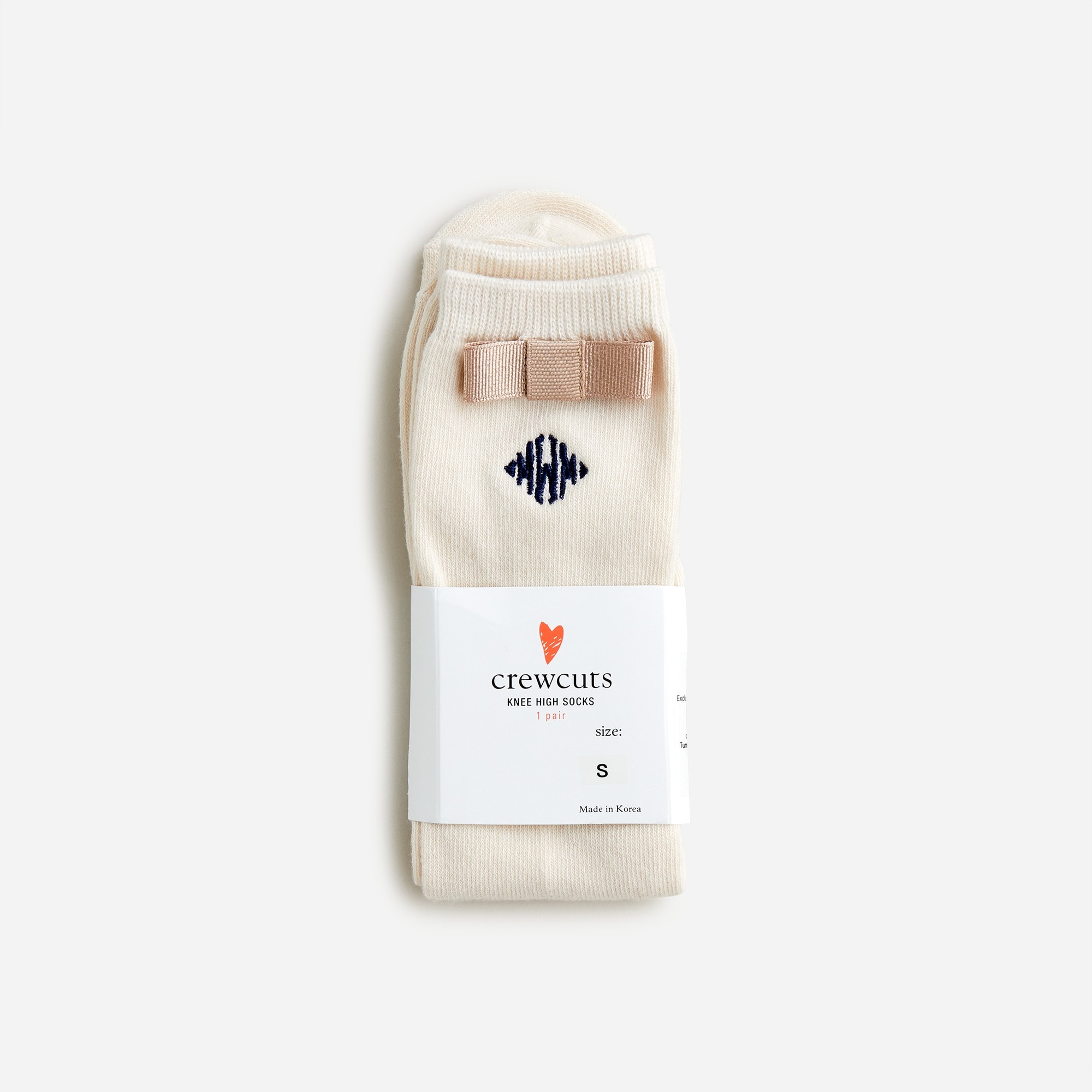 Girls' grosgrain bow knee-highs