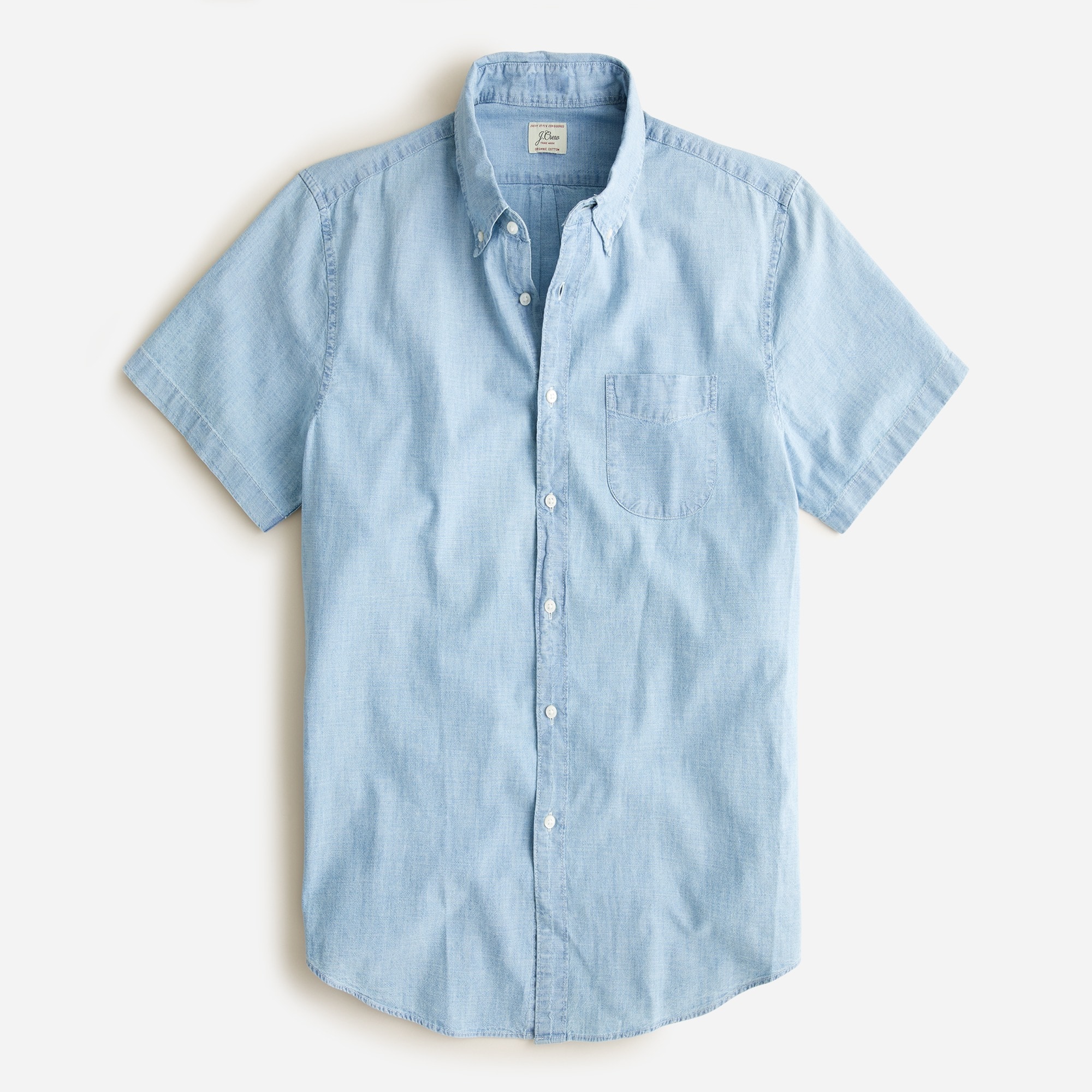 Short-sleeve indigo organic chambray shirt