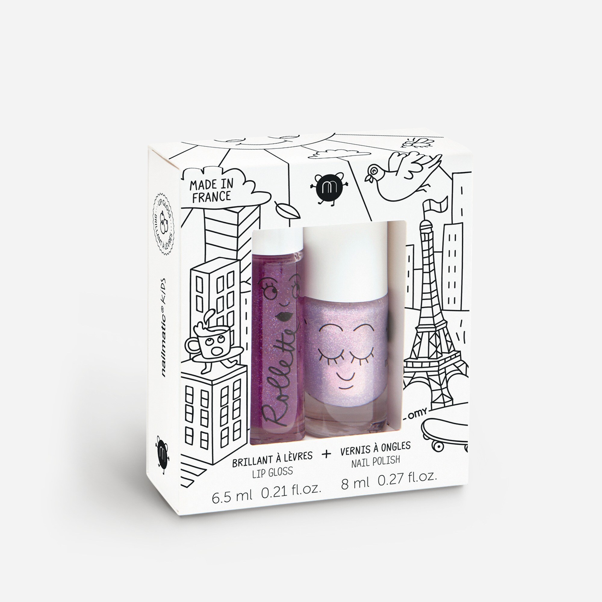 nailmatic kids' lovely city nail polish and lip gloss set