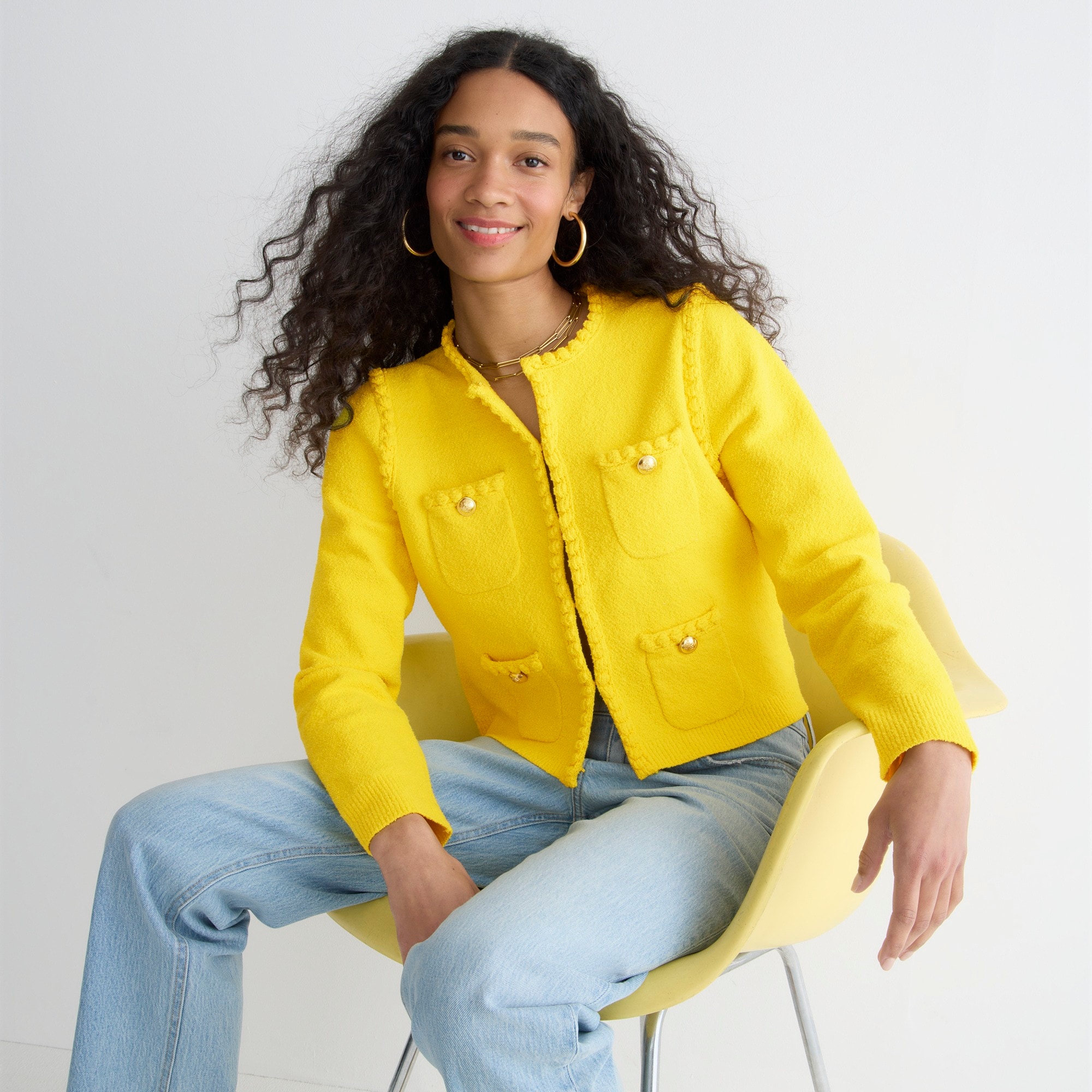 Odette sweater lady jacket in cotton-blend bouclé