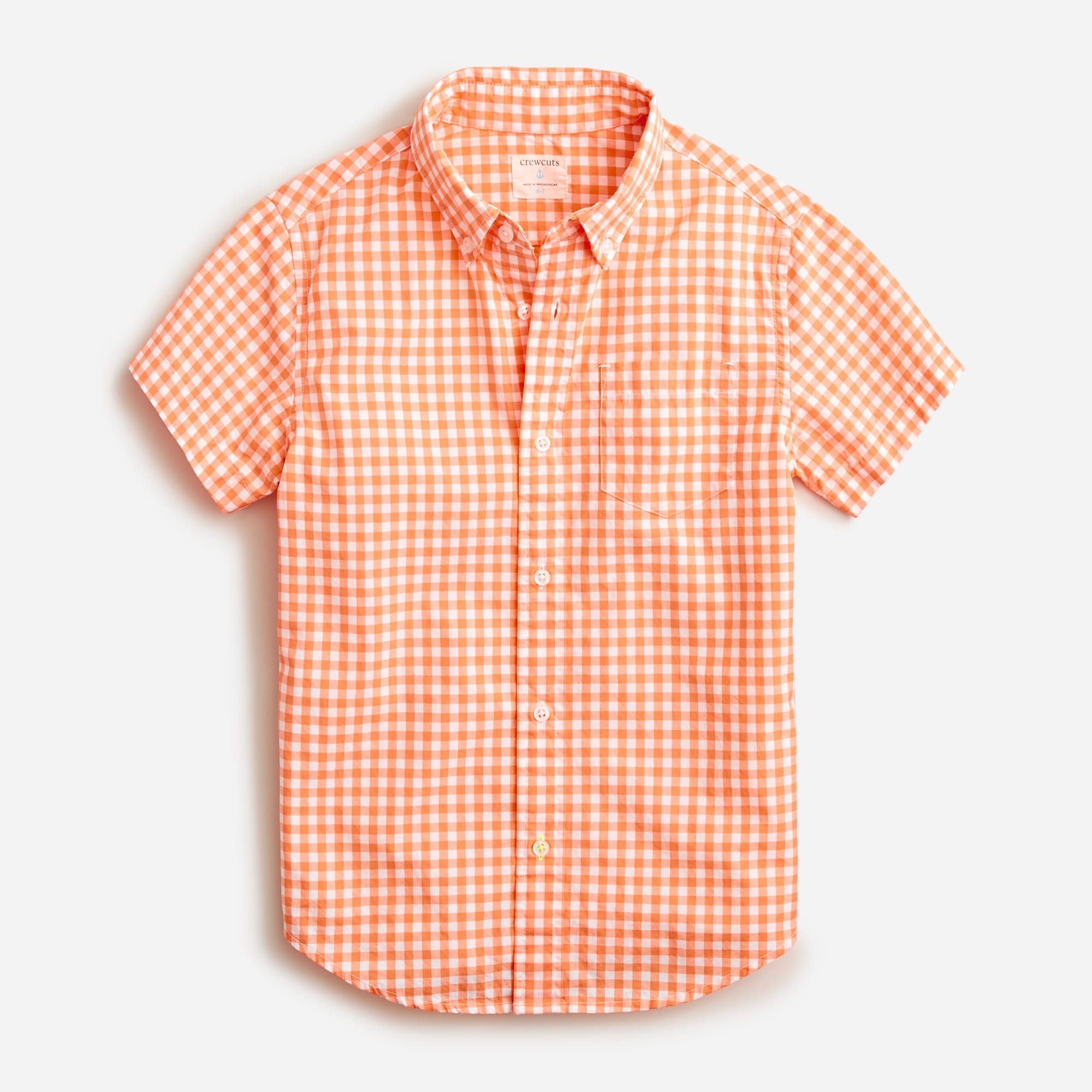 Boys' short-sleeve button-down in gingham