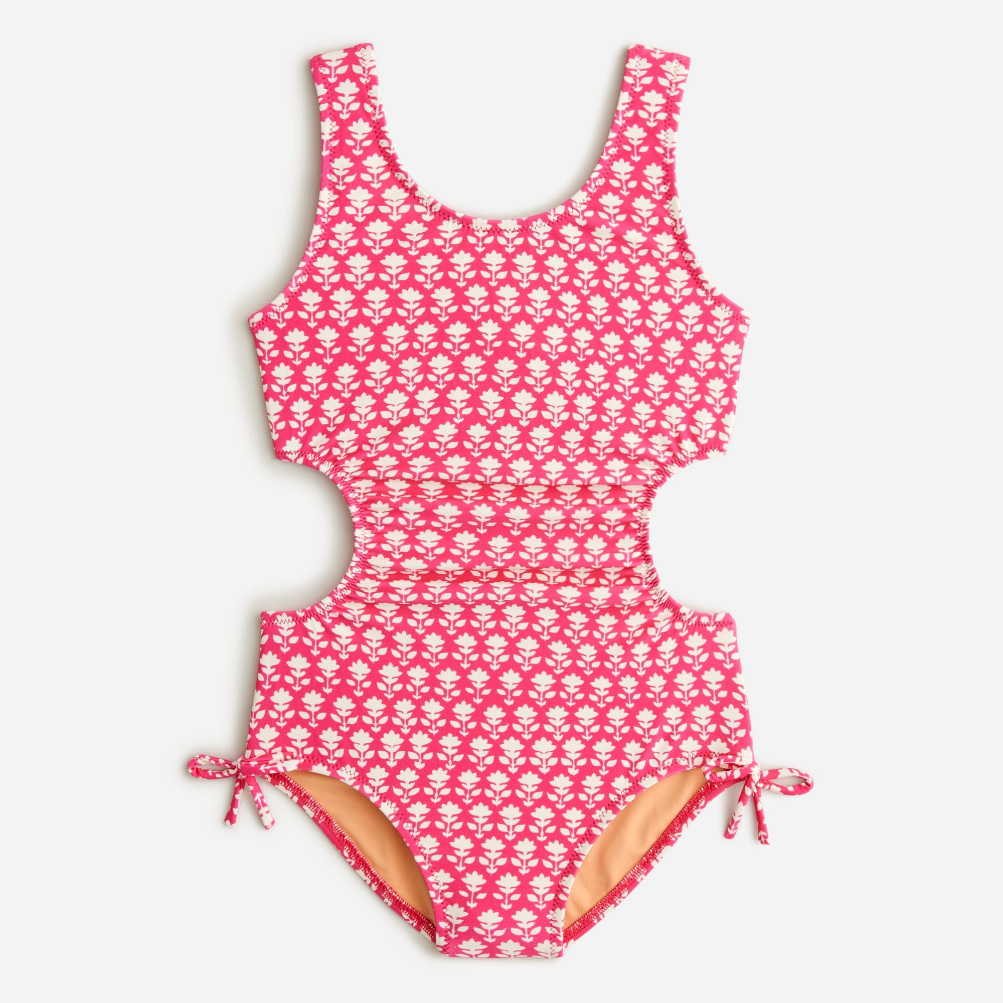 Girls' cutout one-piece swimsuit with UPF 50+