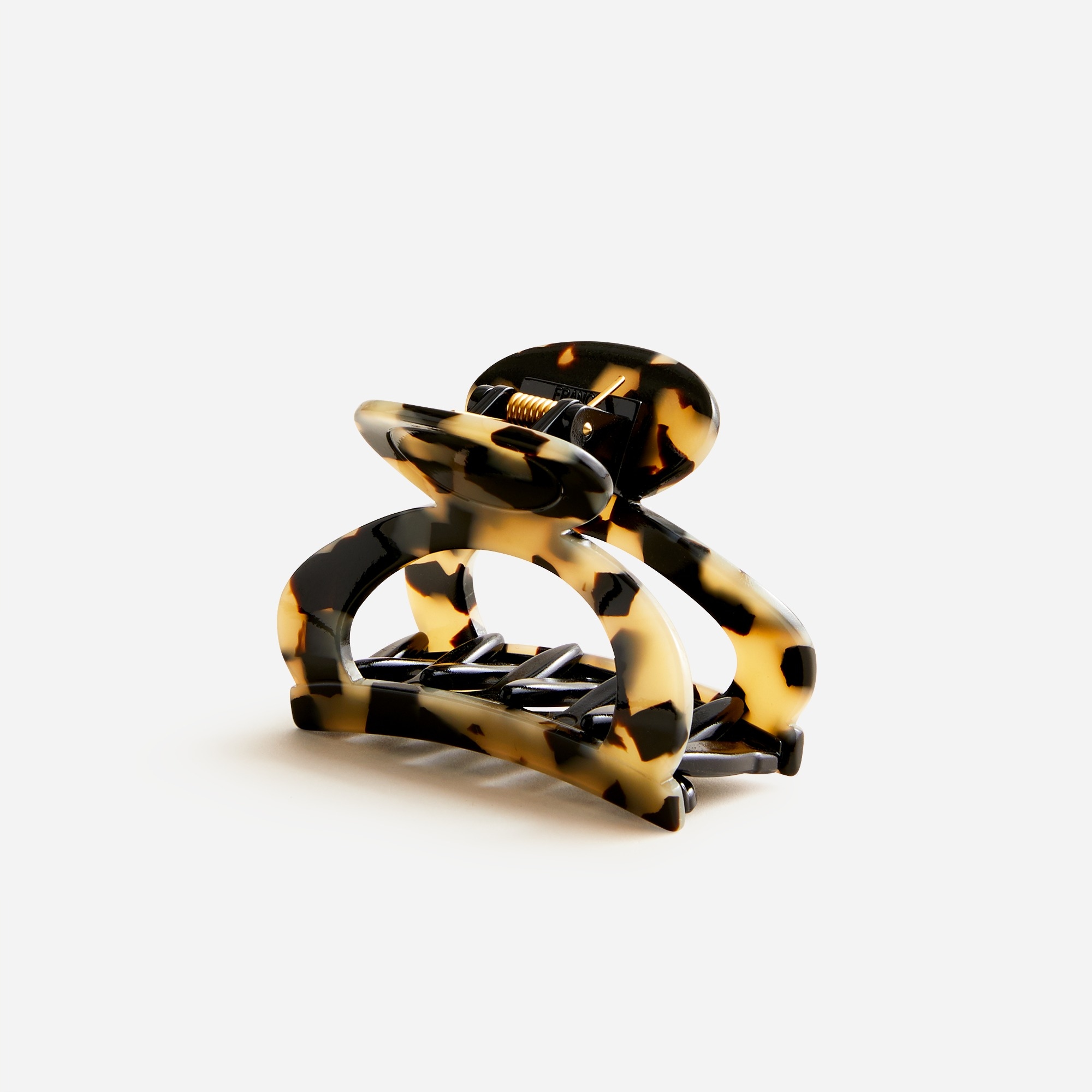 Rounded open-sided hair clip in Italian tortoise
