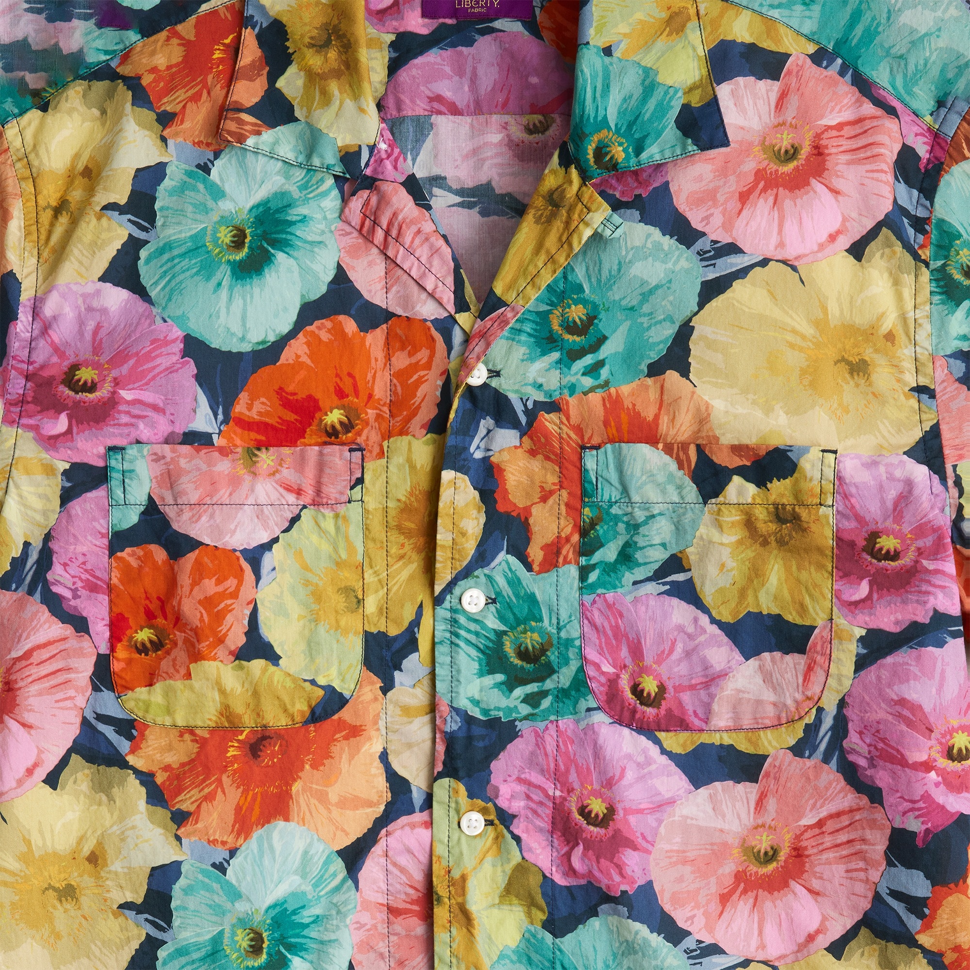 Short-sleeve camp-collar shirt in Liberty® print