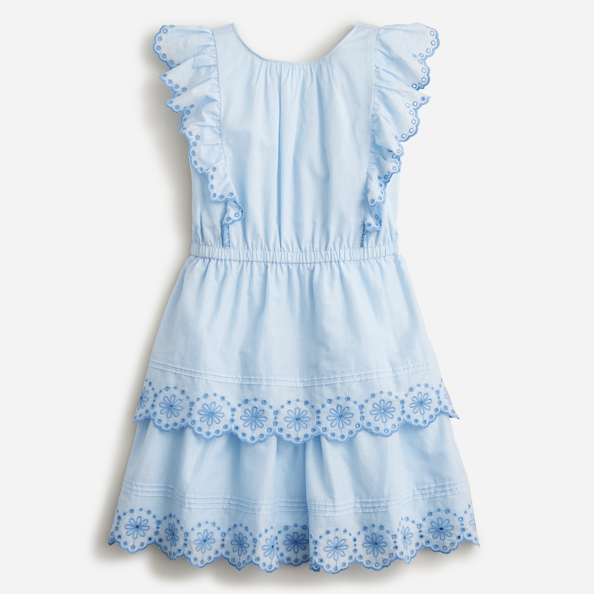 Girls' tiered eyelet dress