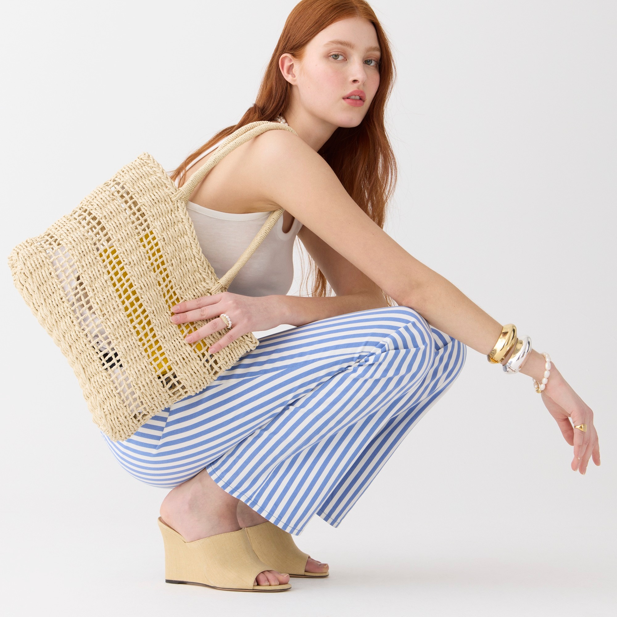 Marseille tote in open-weave straw