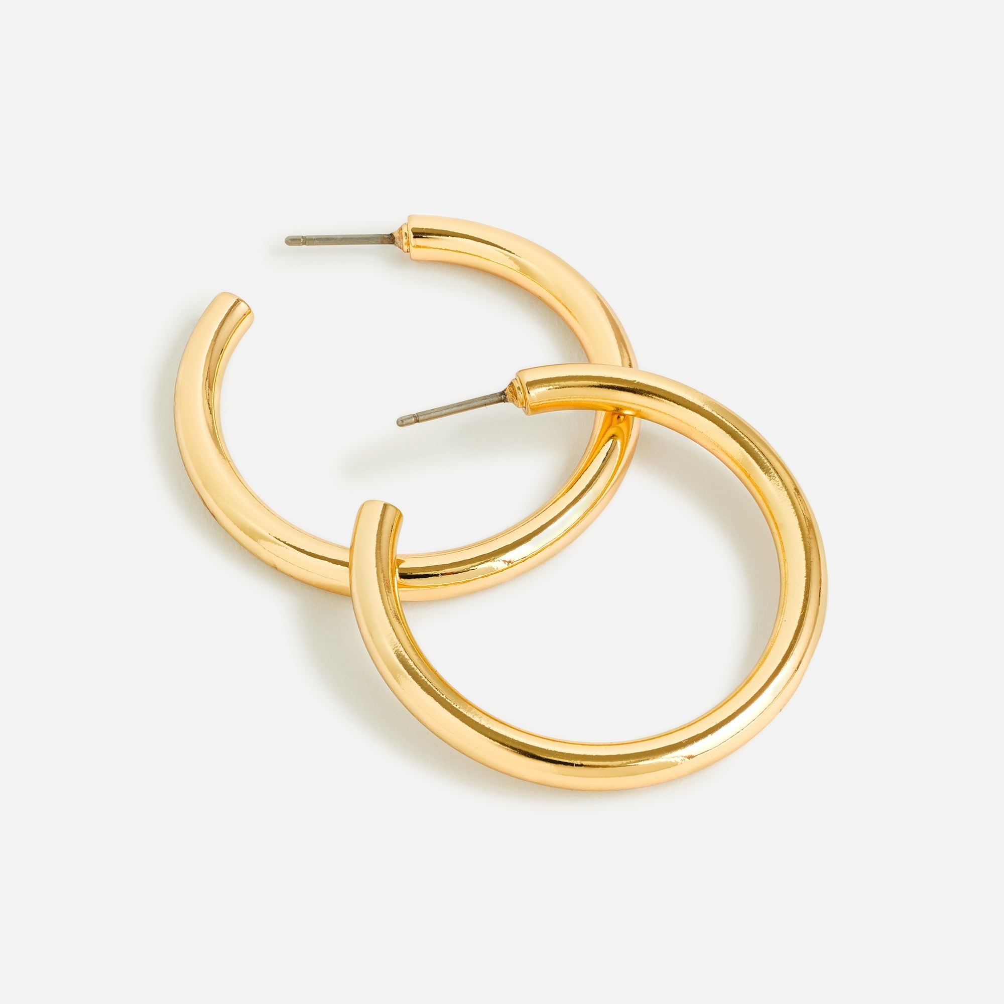 Mini tube hoop earrings in matte gold
