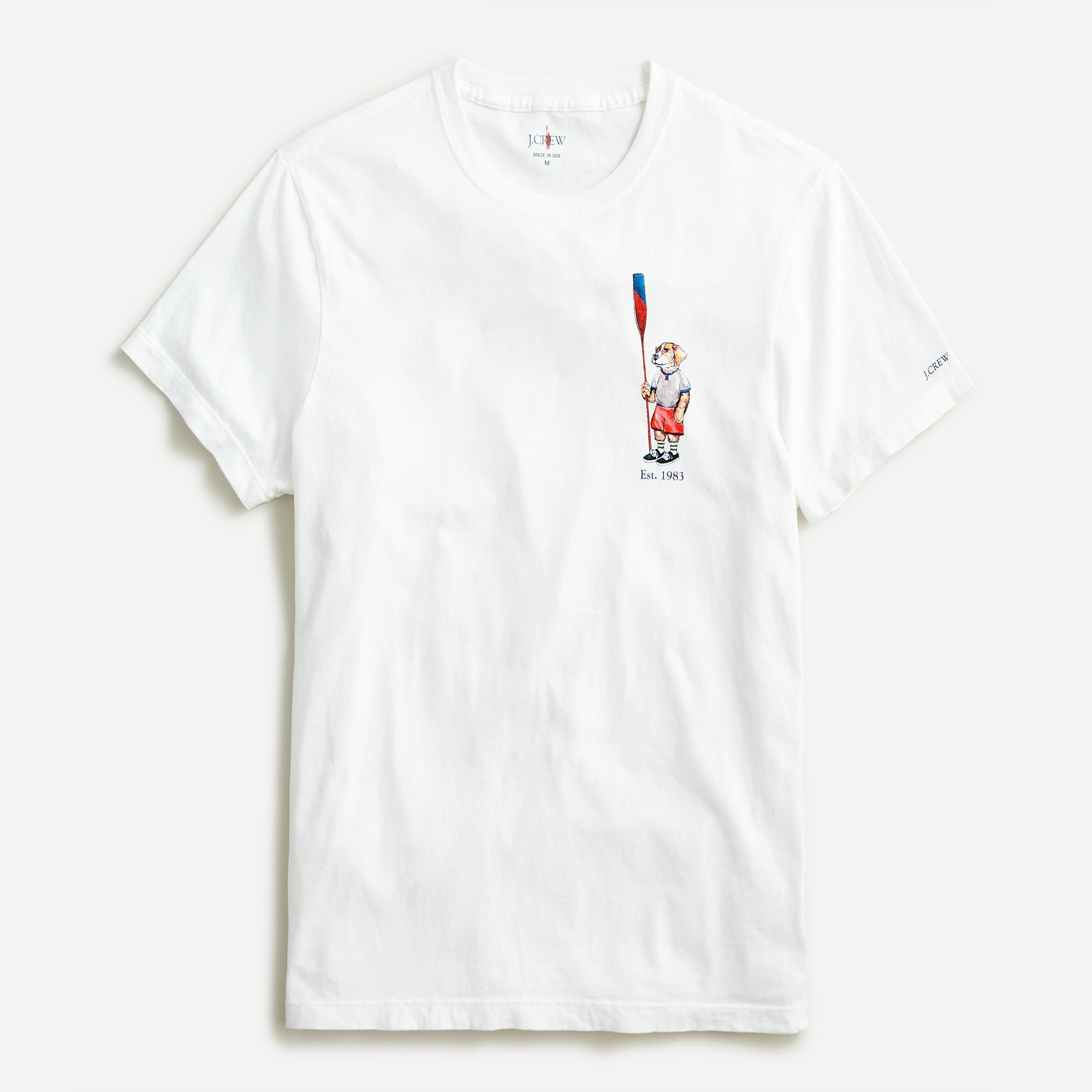 Made-in-the-USA oarsman dog graphic T-shirt