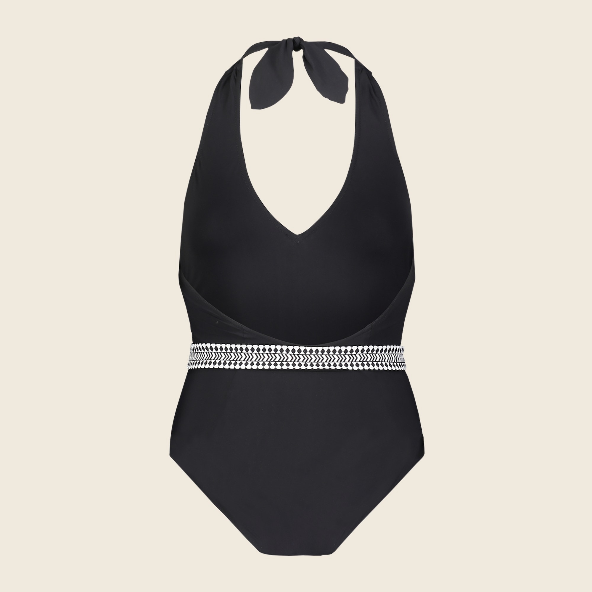 lemlem Sofia deep-V belted one-piece swimsuit