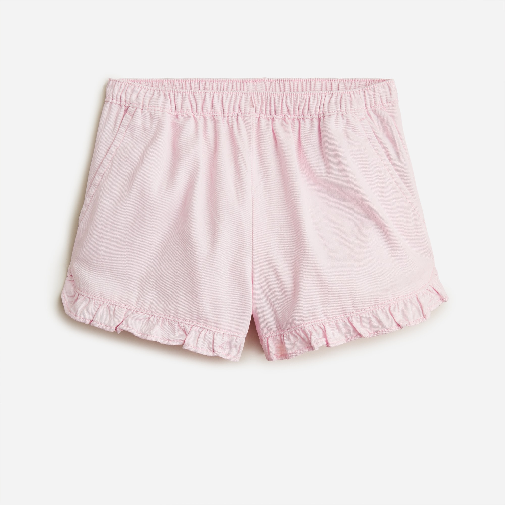 Girls' ruffle pull-on short in soft chino