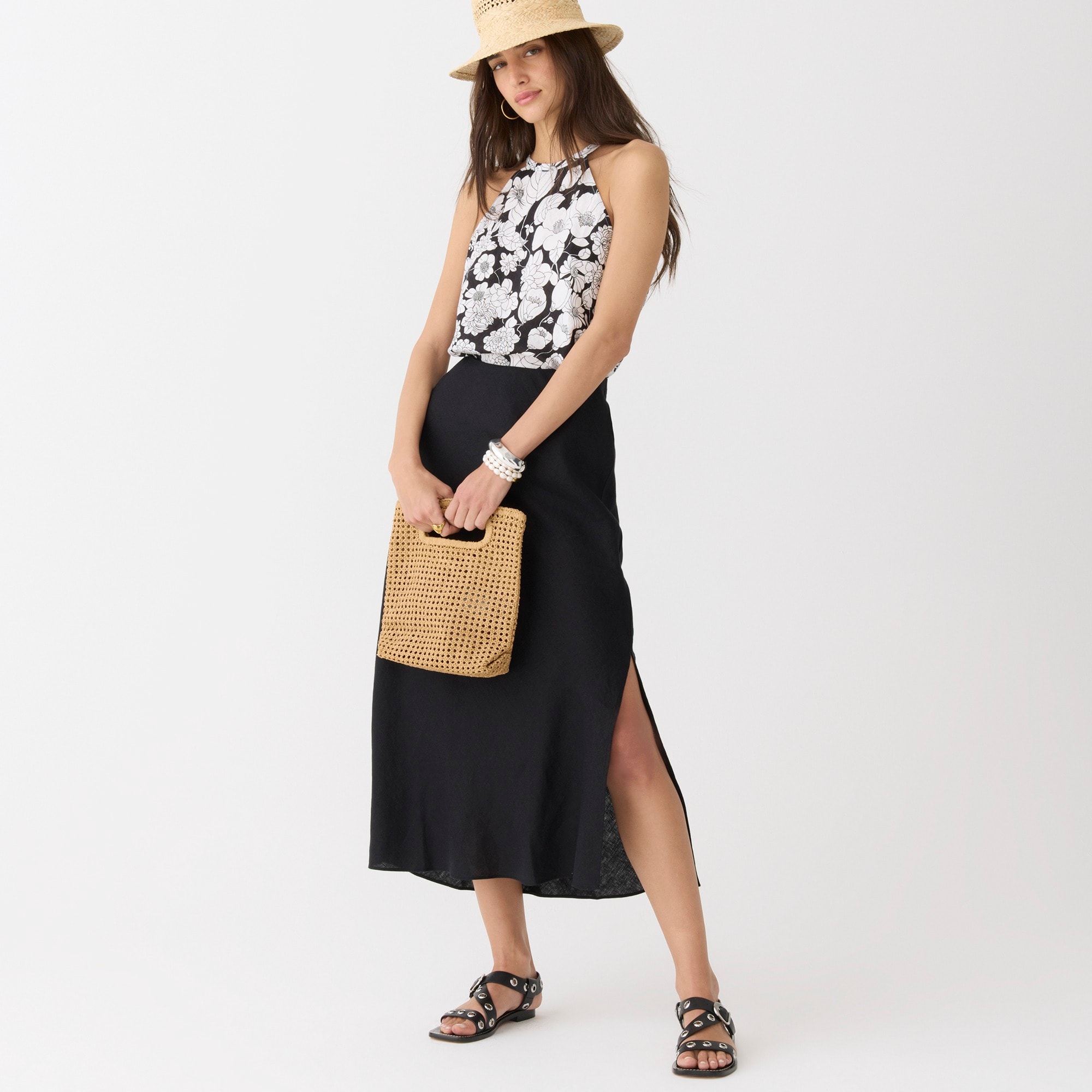 Amber linen top in classic floral