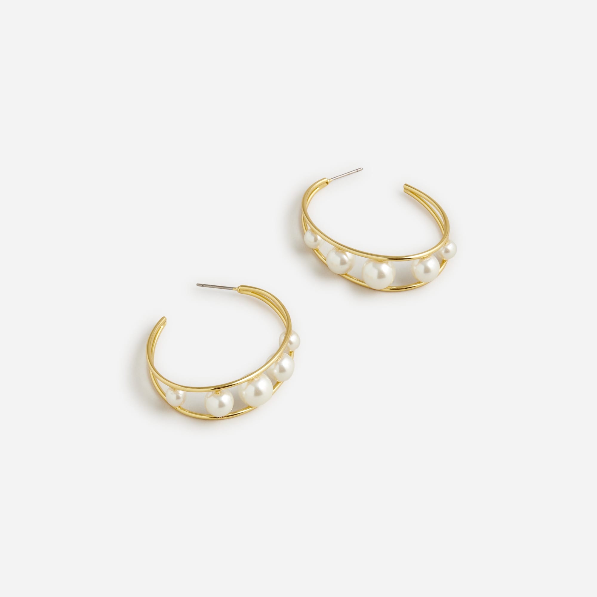 Pearl double-hoop earrings