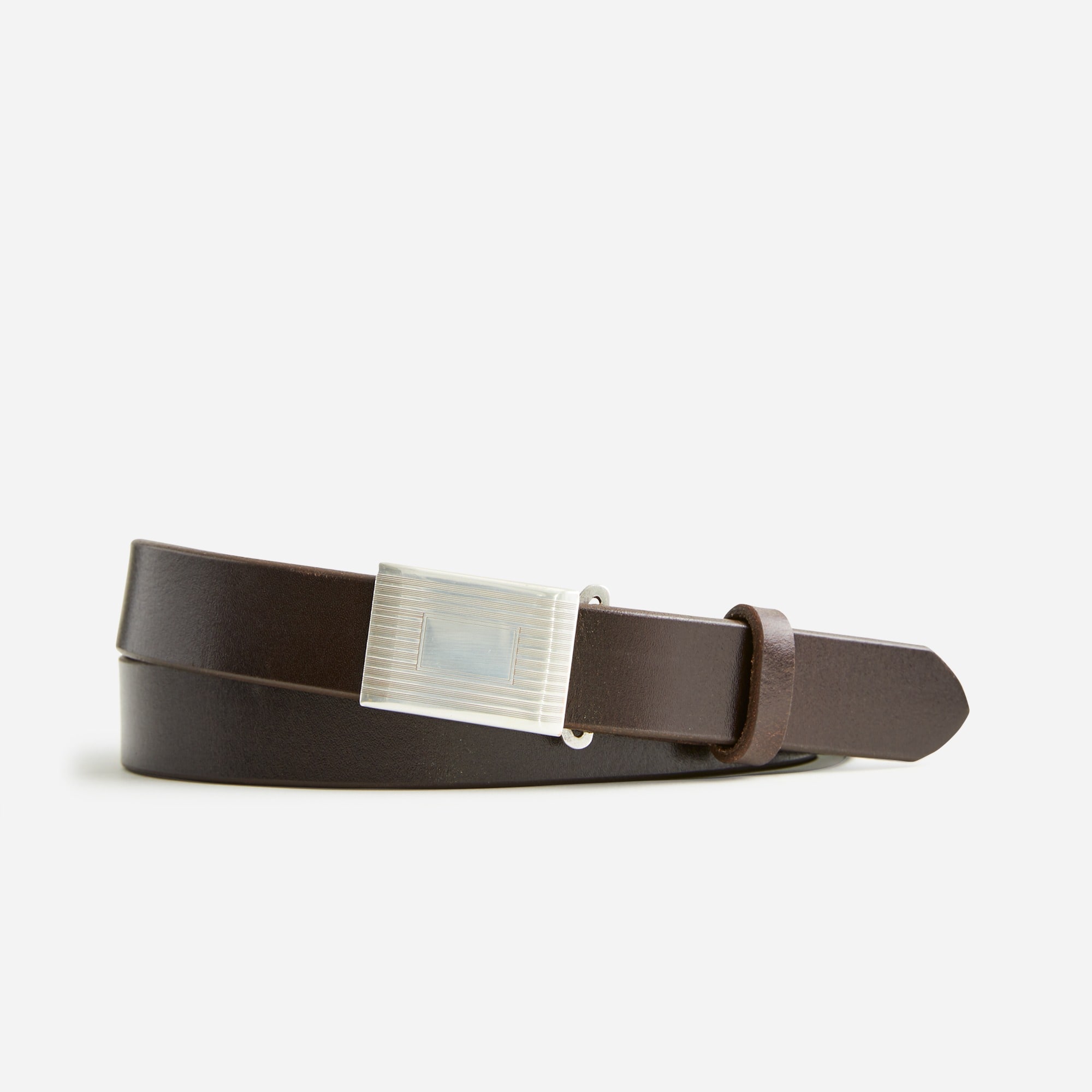 Classic leather belt with removable silver-plated buckle