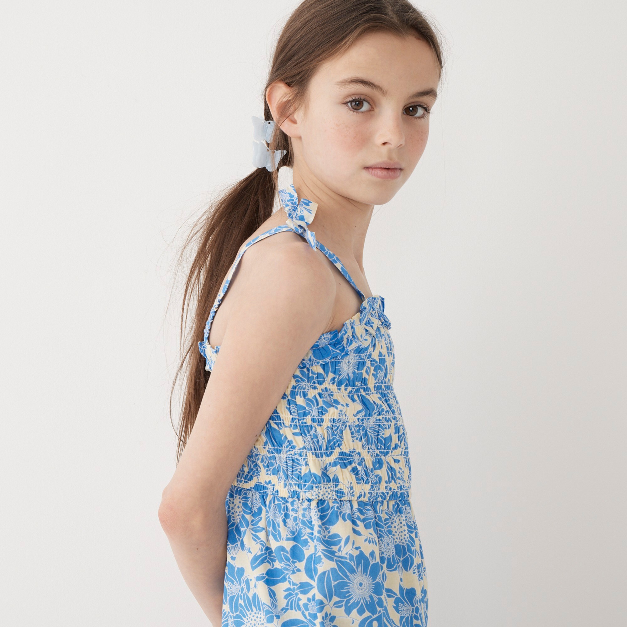 Girls' tie-shoulder jumpsuit in floral