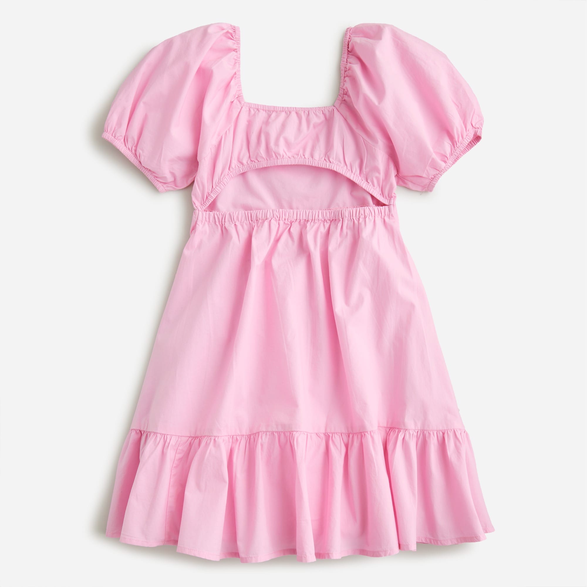 Girls' puff-sleeve cutout dress