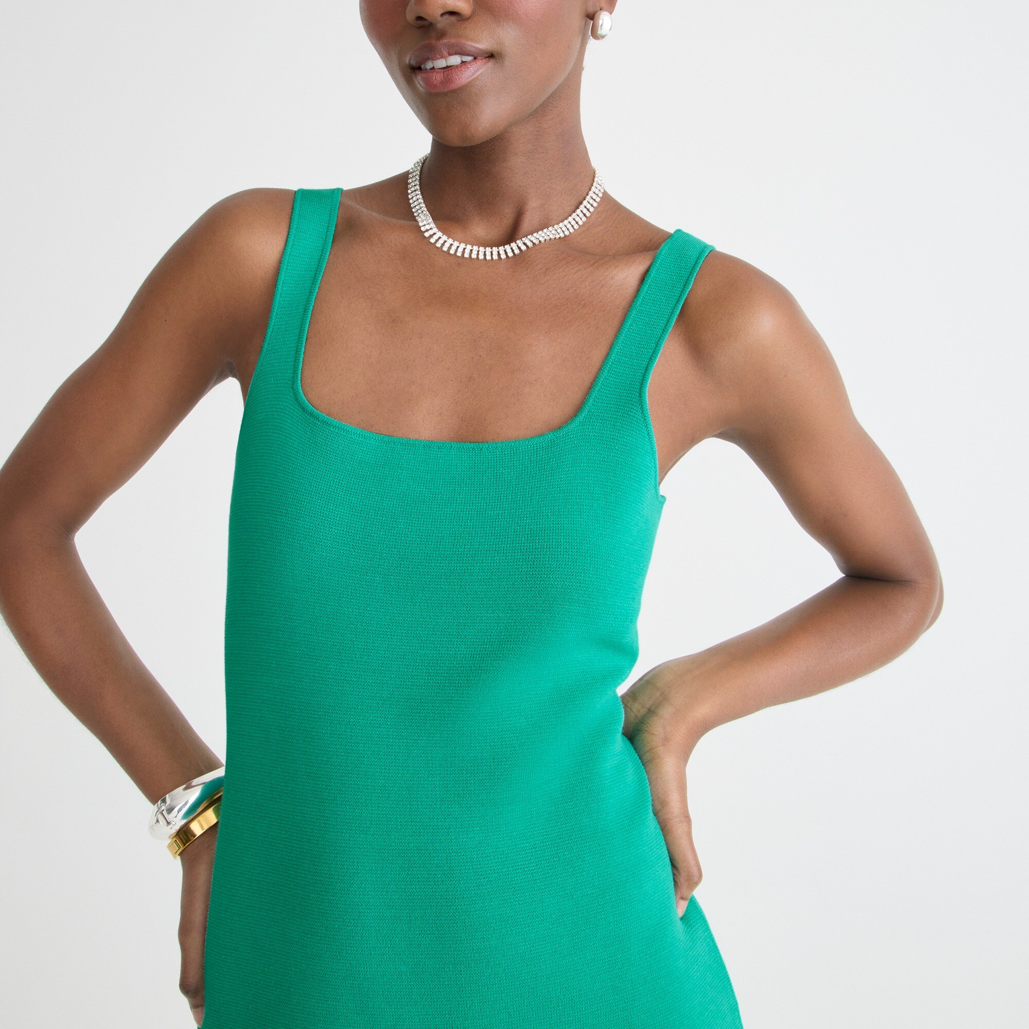 Squareneck mini sweater-dress