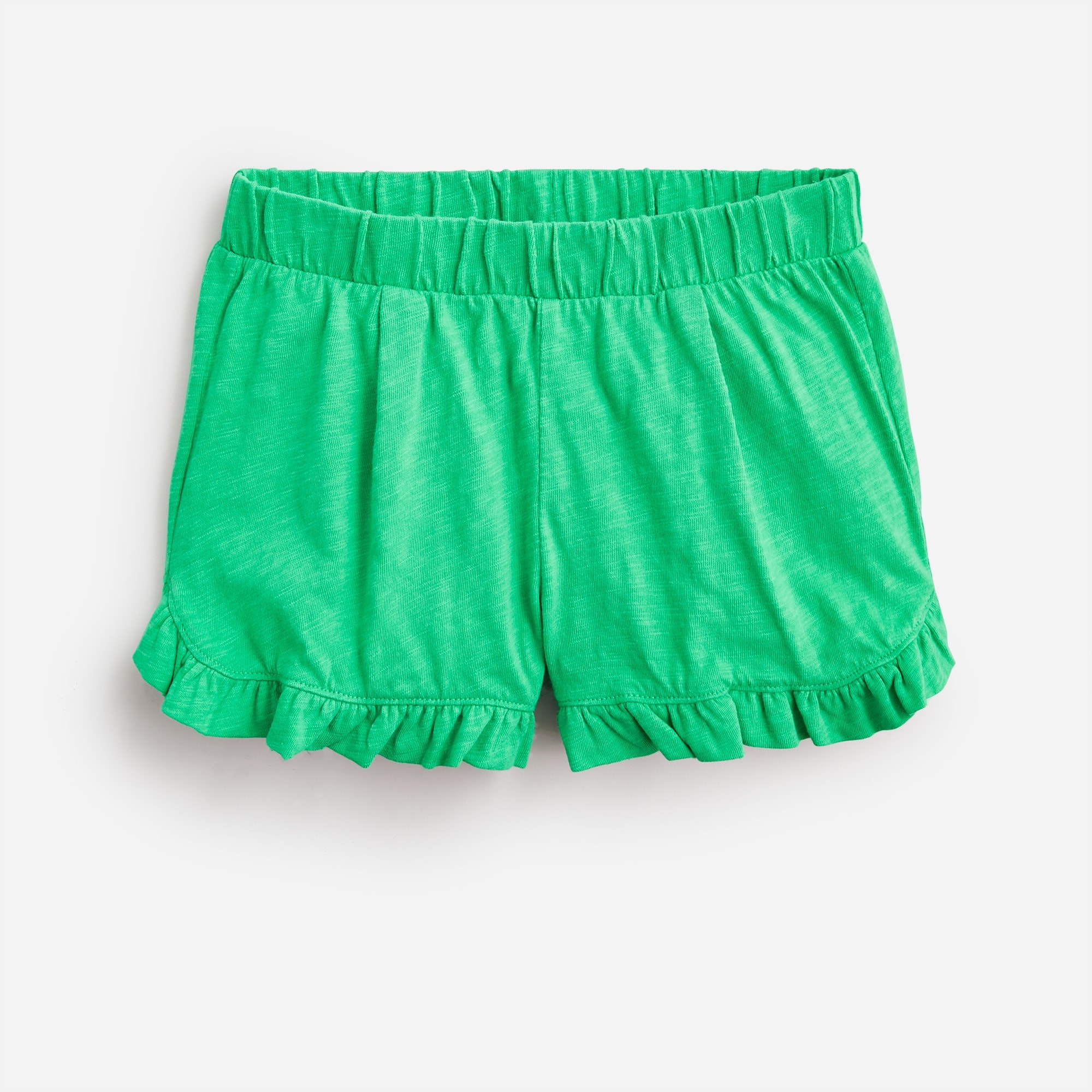 Girls' slub cotton ruffle-trim short