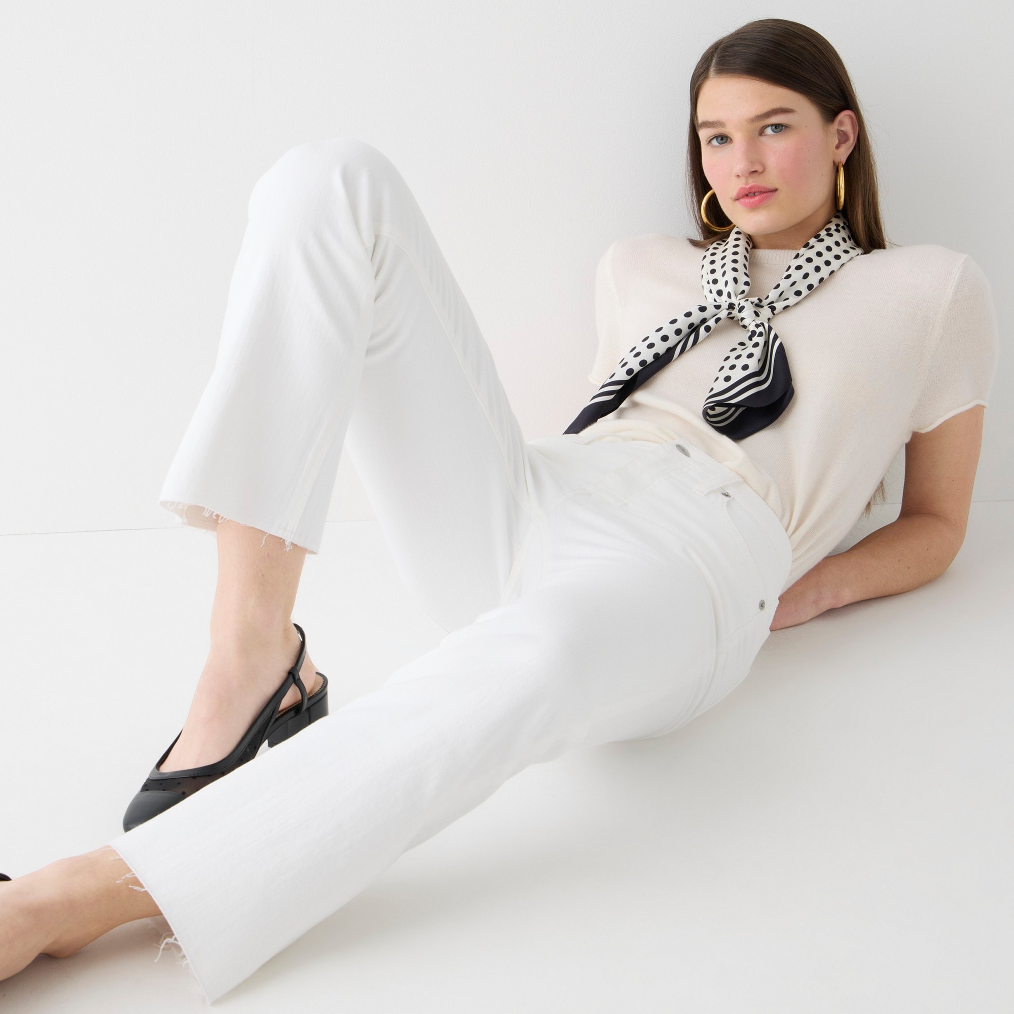 9" demi-boot crop jean in white wash