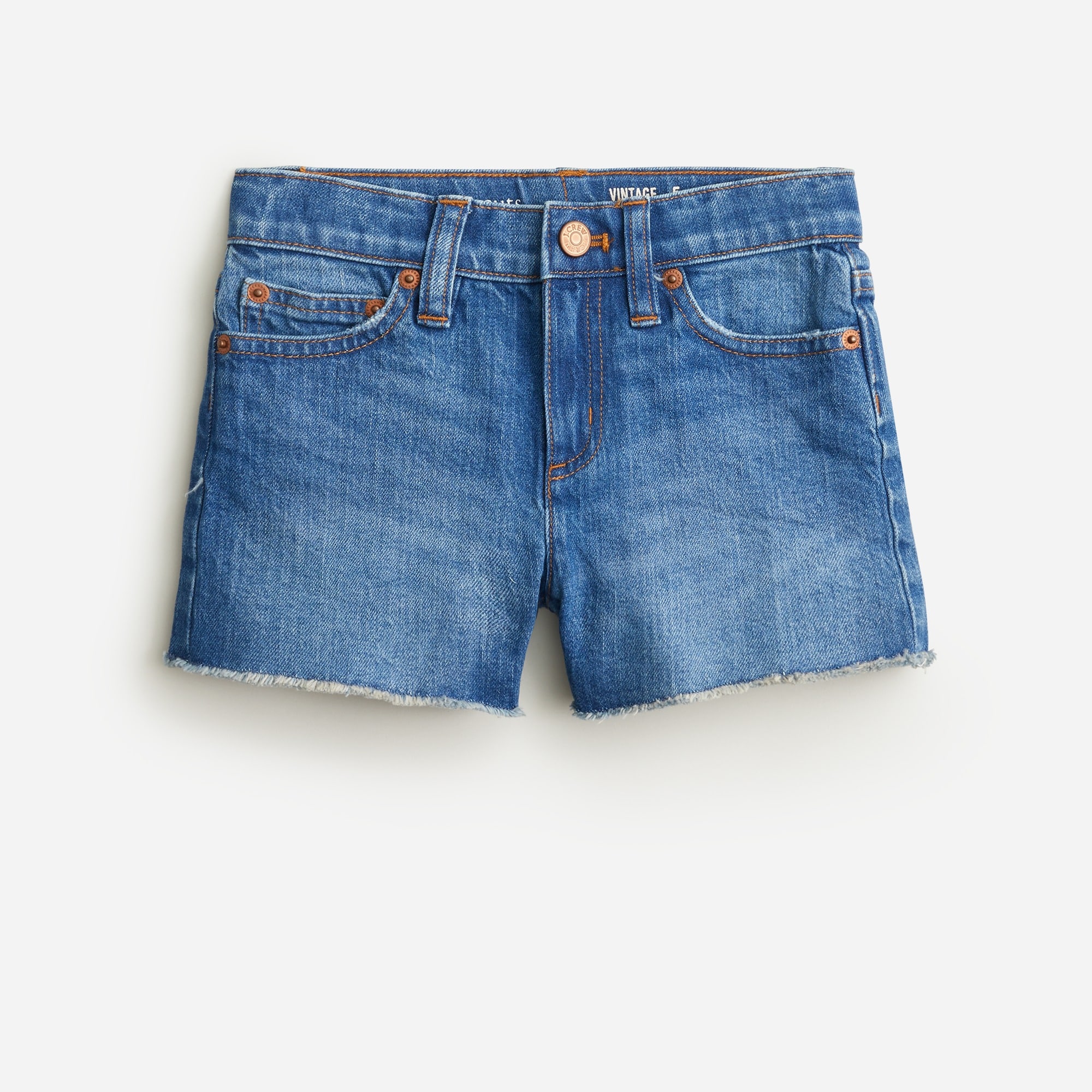 Girls' distressed denim short in waterfall wash