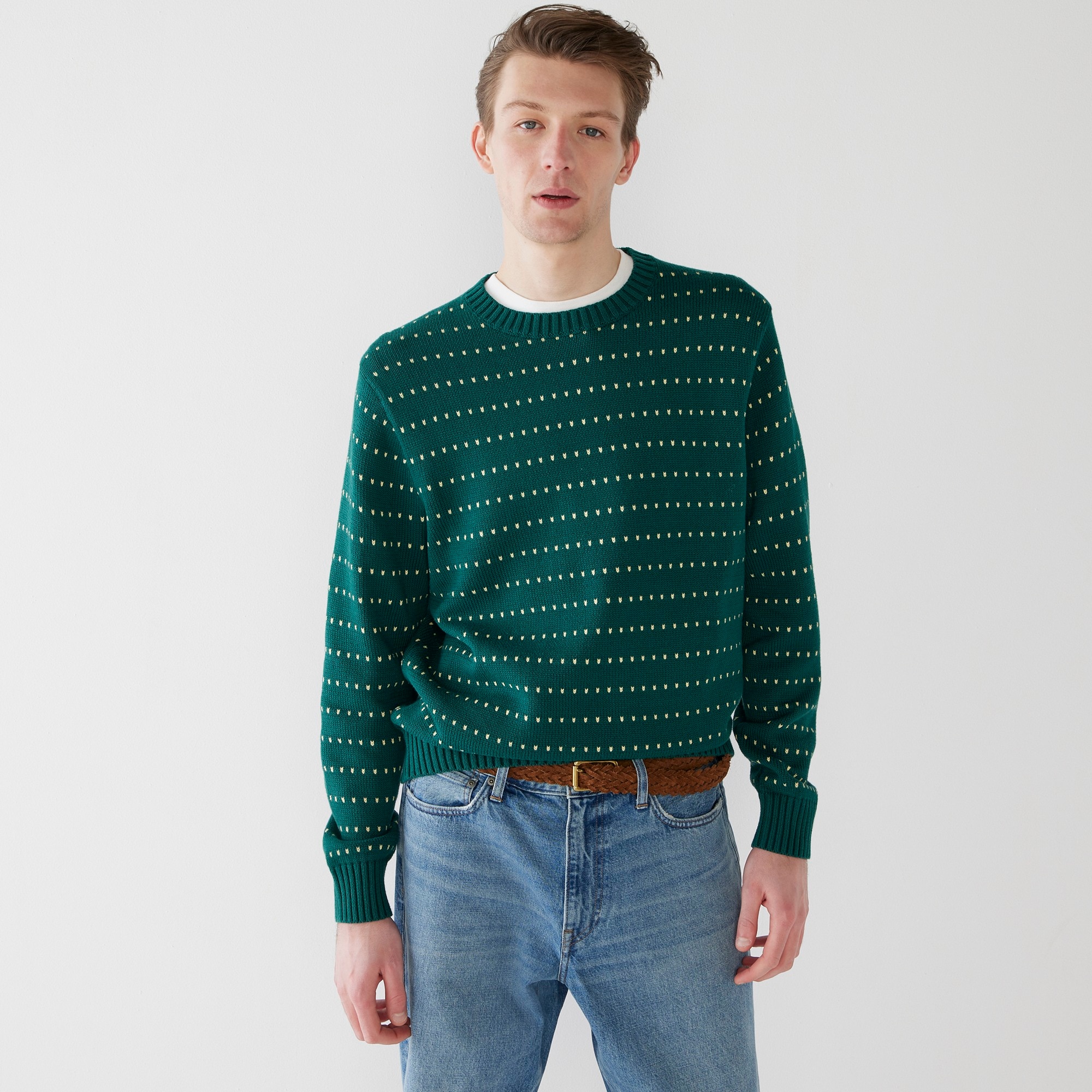 Heritage cotton sweater in bird's-eye stitch