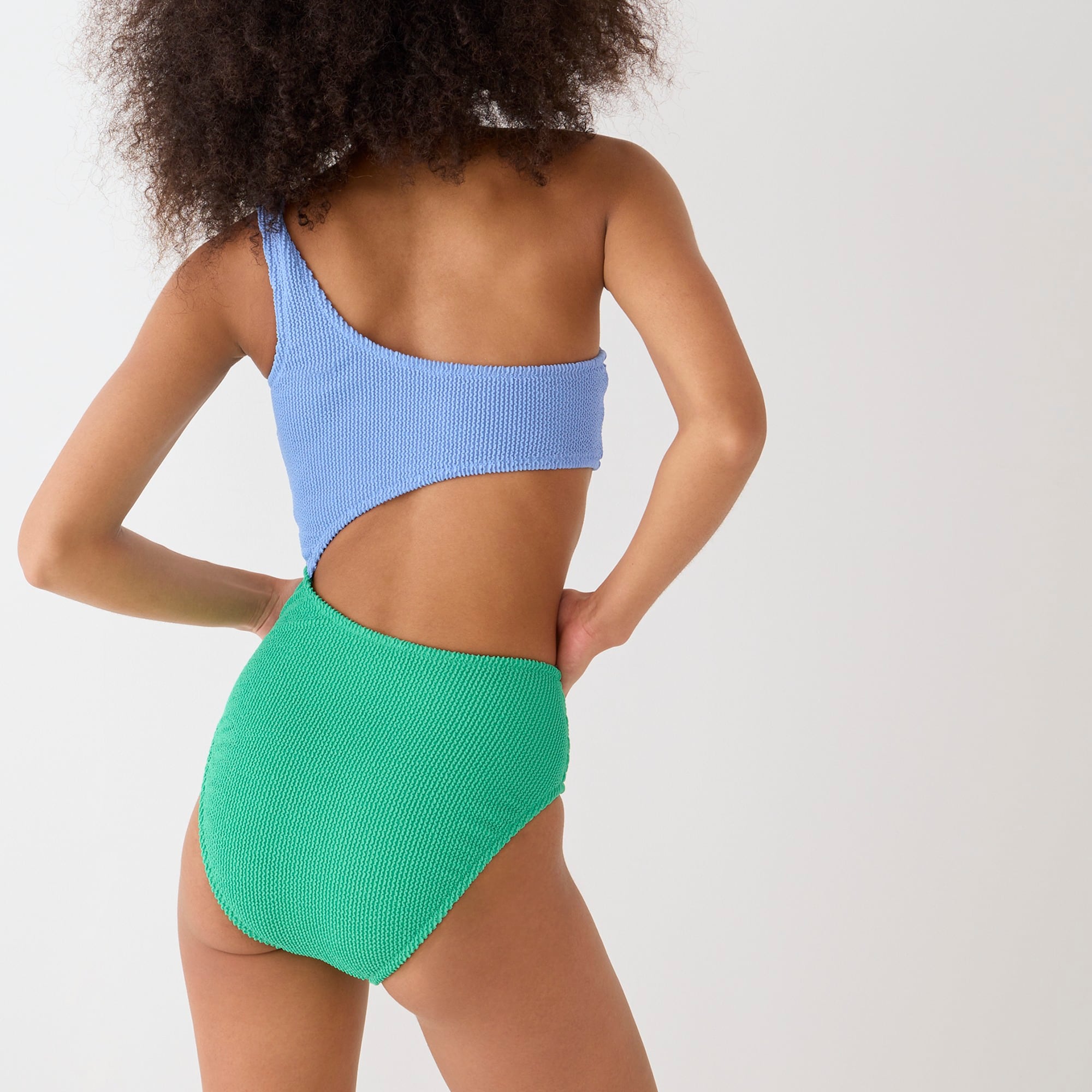 Textured one-piece swimsuit with cutouts