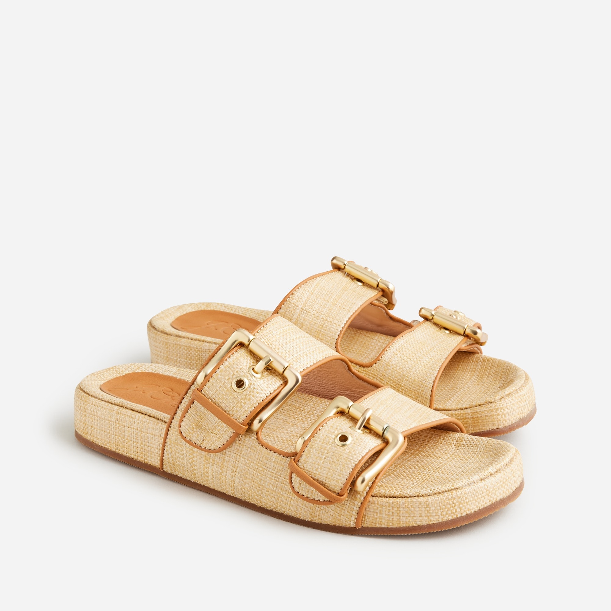 Two-strap woven buckle sandals