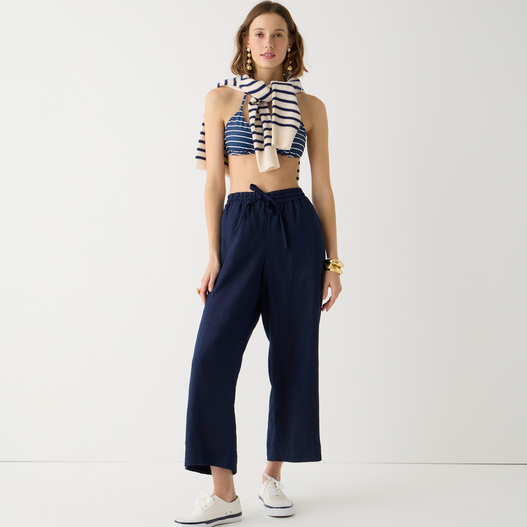 Wide-leg seaside pant in linen