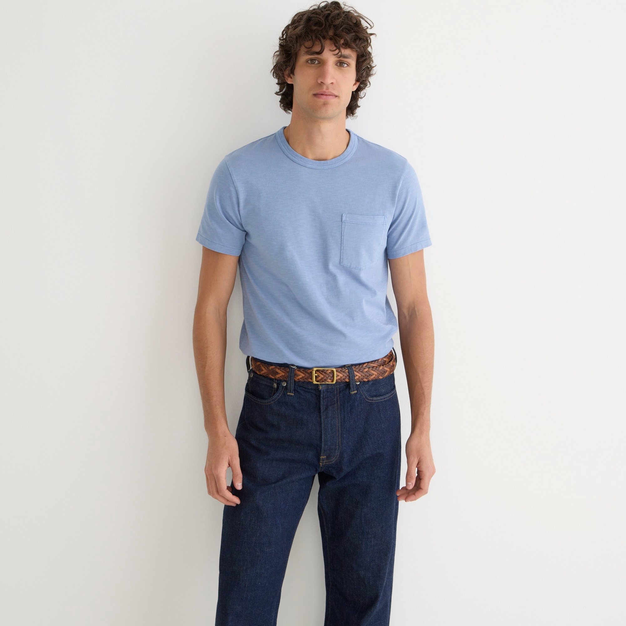Garment-dyed slub cotton crewneck T-shirt