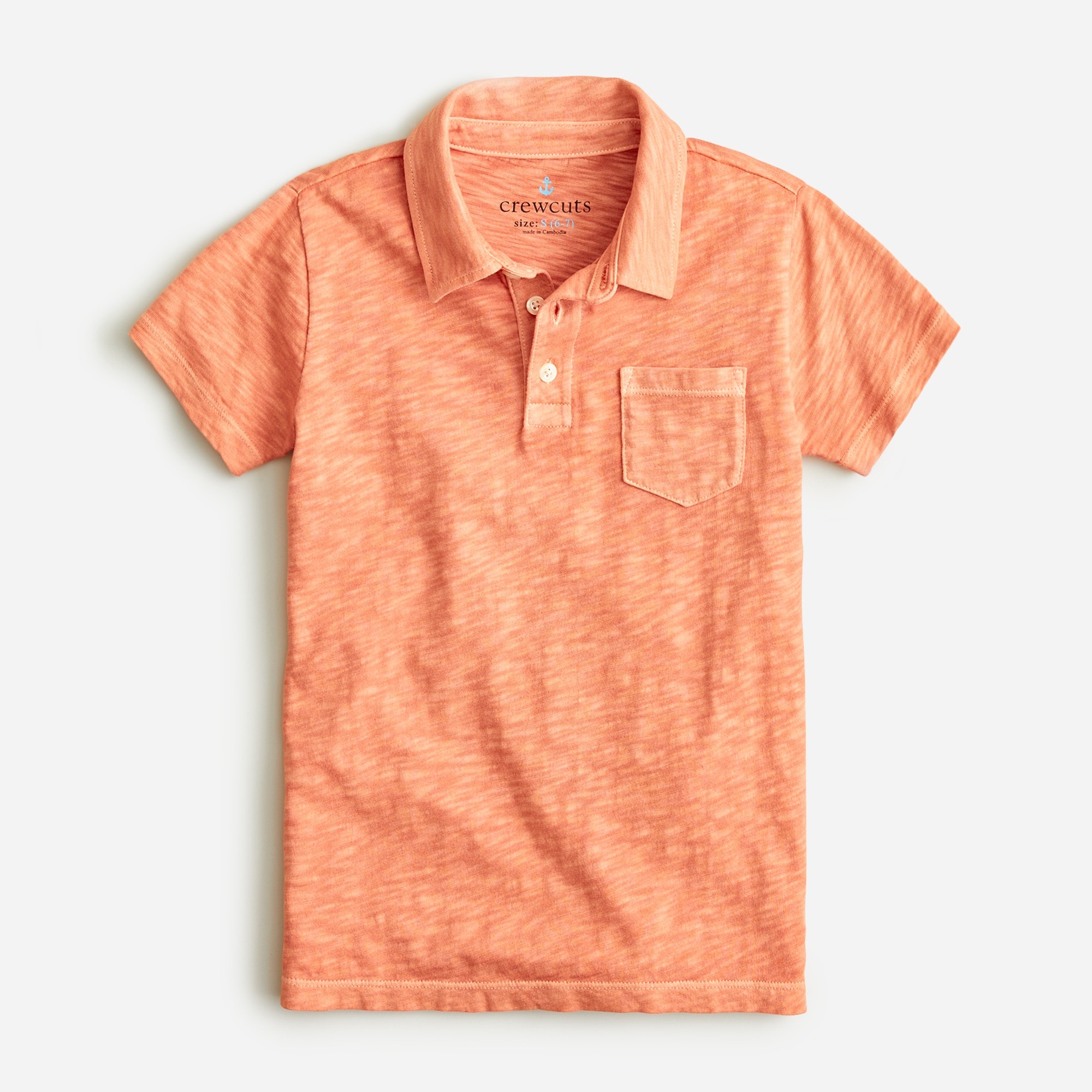 Kids' short-sleeve garment-dyed polo shirt