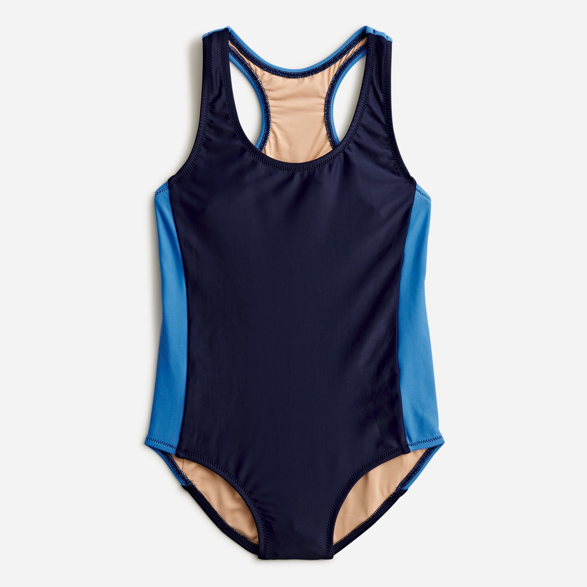 Girls' colorblock racerback one-piece swimsuit with UPF 50+