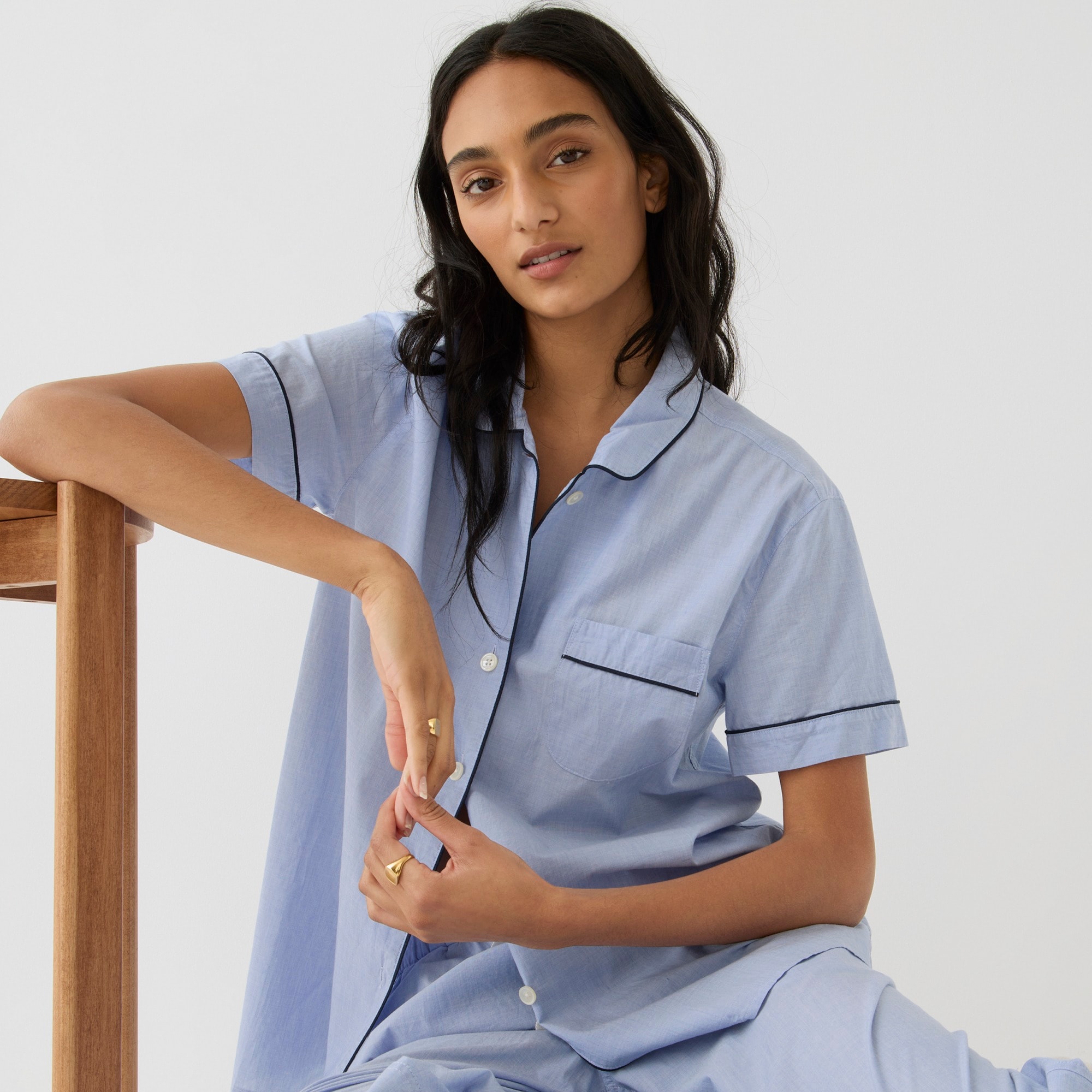 End-on-end cotton short-sleeve pajama set