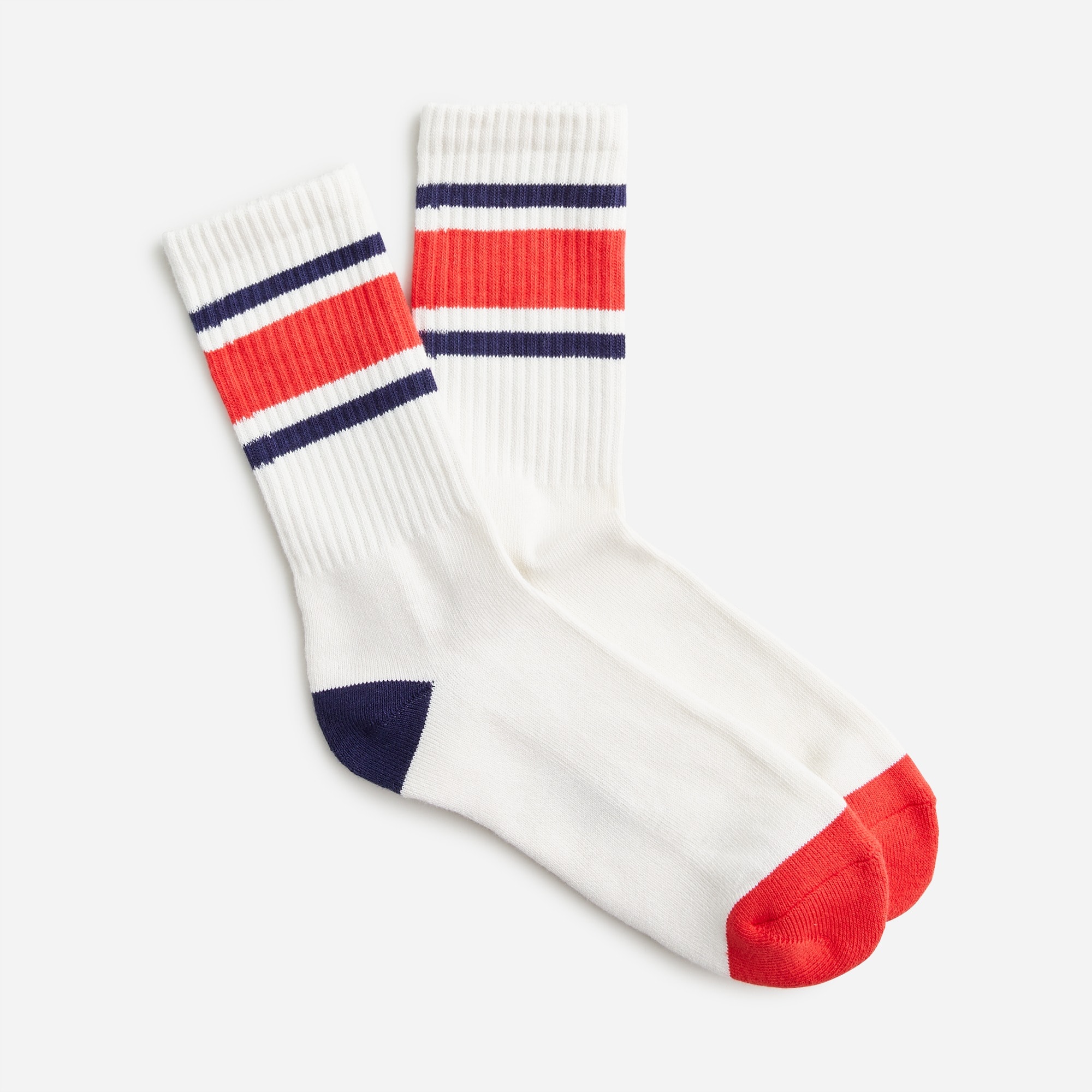 Athletic crew socks in gym stripe