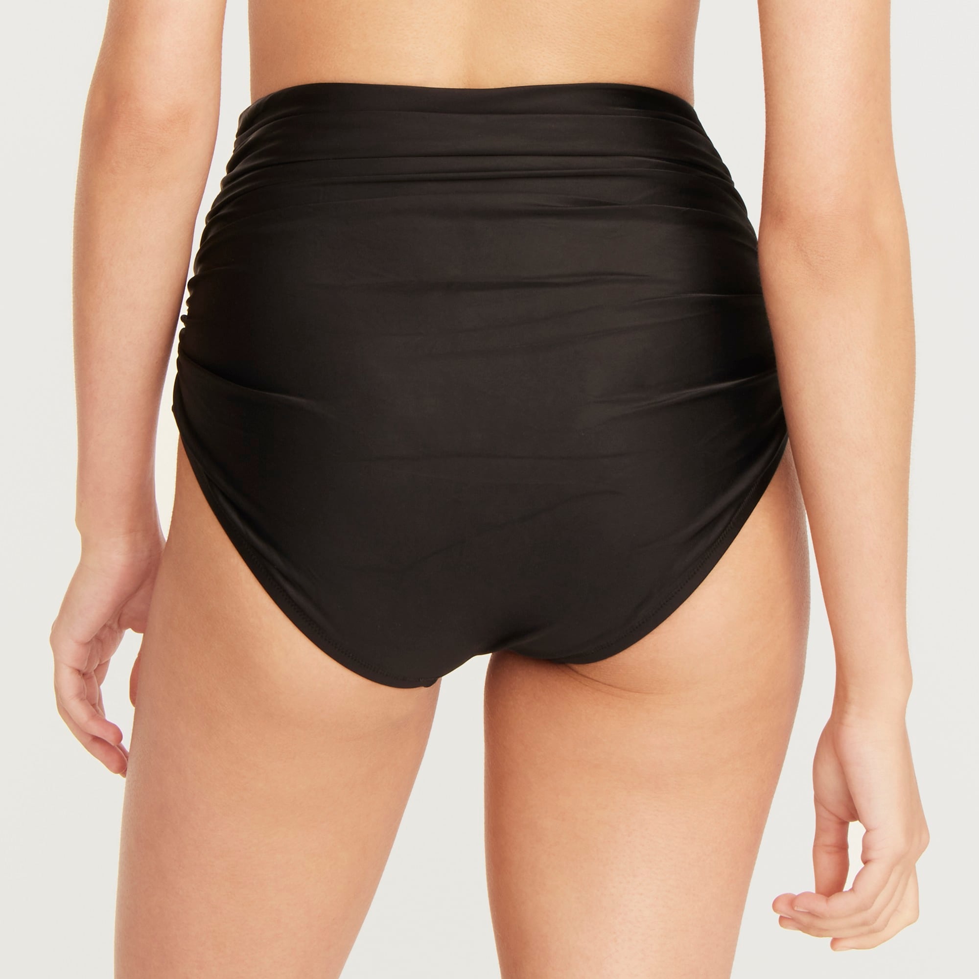 Ruched high-rise full-coverage bikini bottom